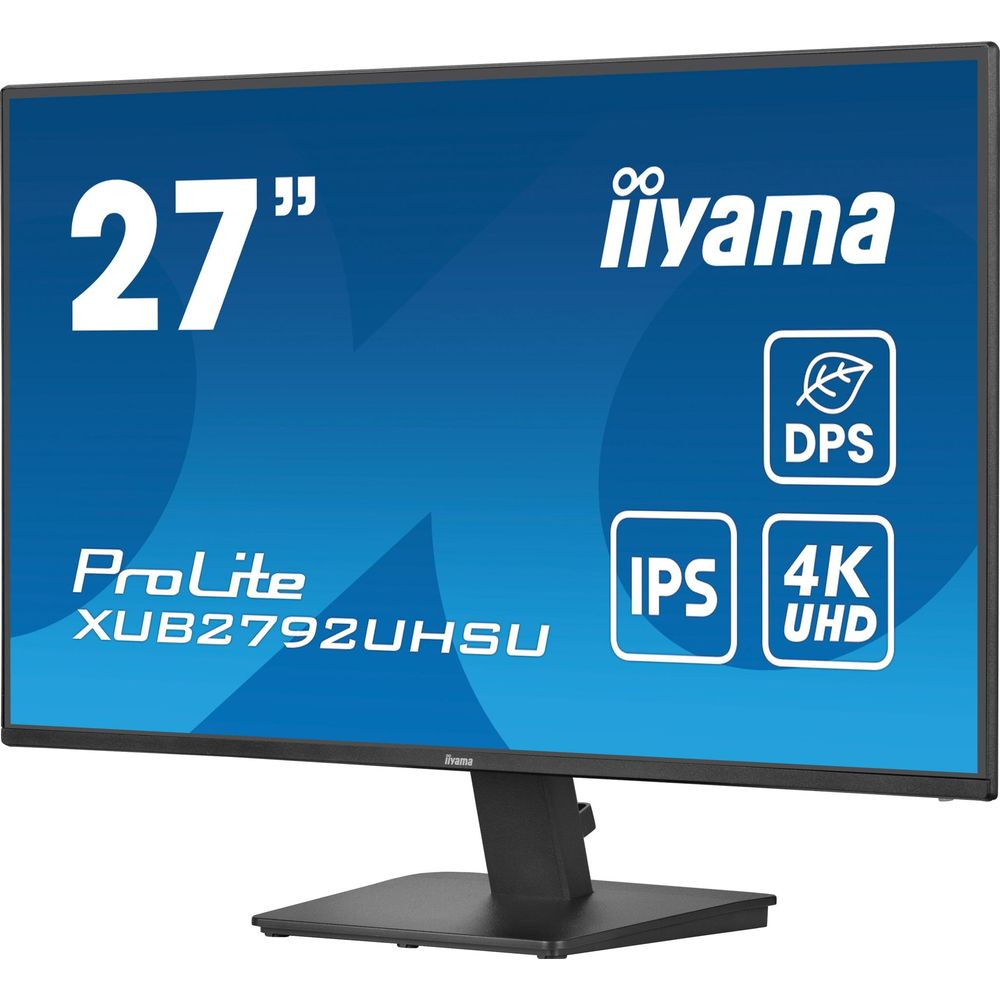 27-calowy monitor iiyama z napisem ProLite XUB2792UHSU i wyświetlaczem IPS 4K UHD.