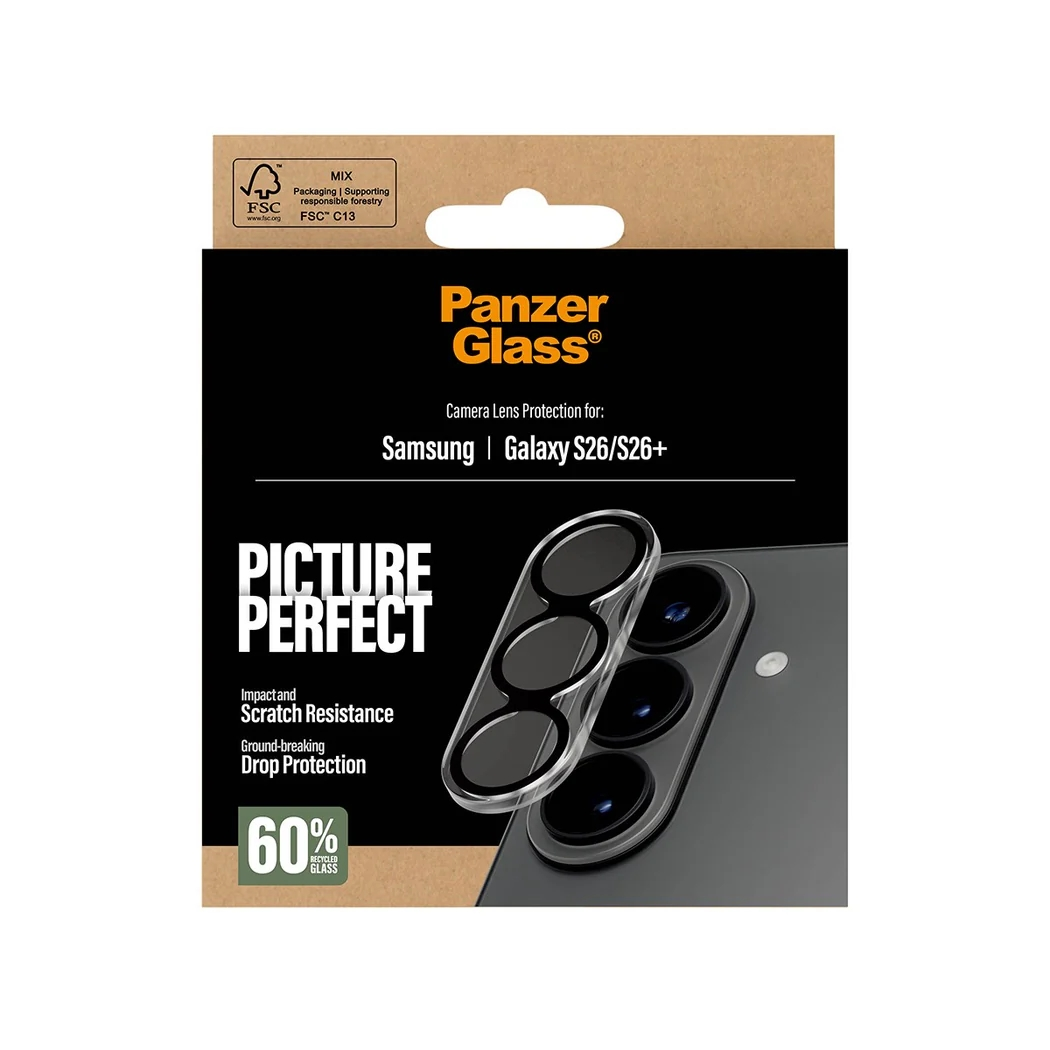 Panzer Glass cameralensbeschermer voor Samsung Galaxy S26/S26+.