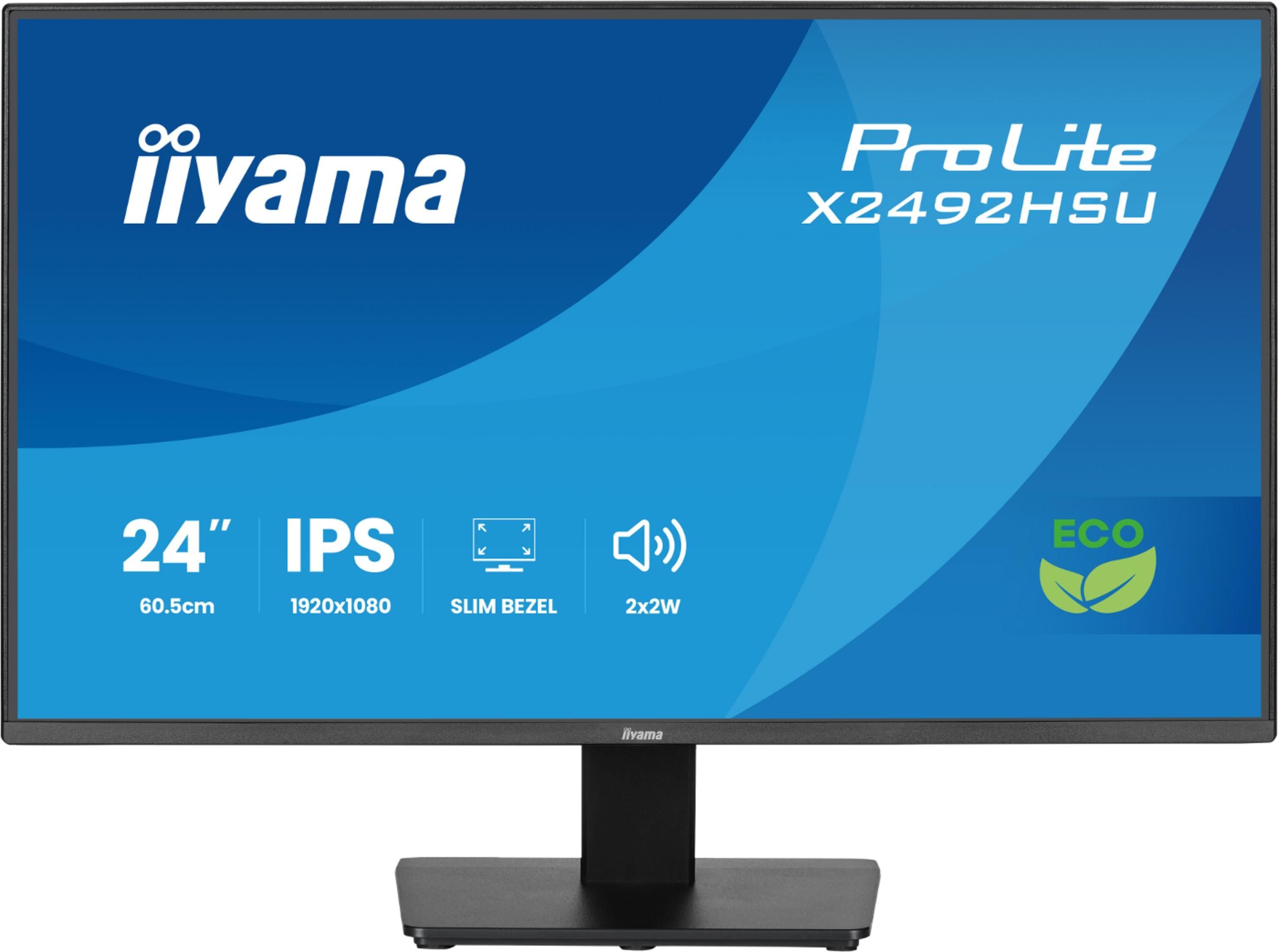 Monitor Iiyama ProLite X2492HSU: 24-calowy IPS, 1920x1080, wąska ramka, głośniki 2x2W, logo ECO.