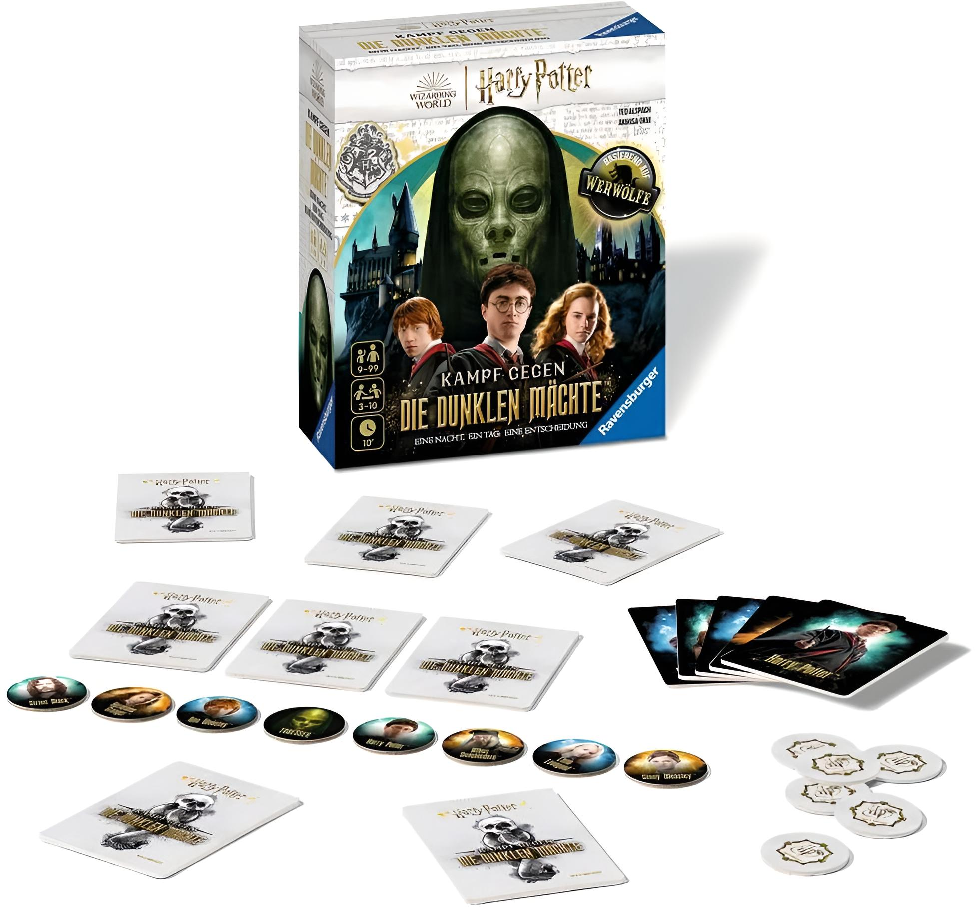Jeu de société Harry Potter avec cartes, jetons et plateau.