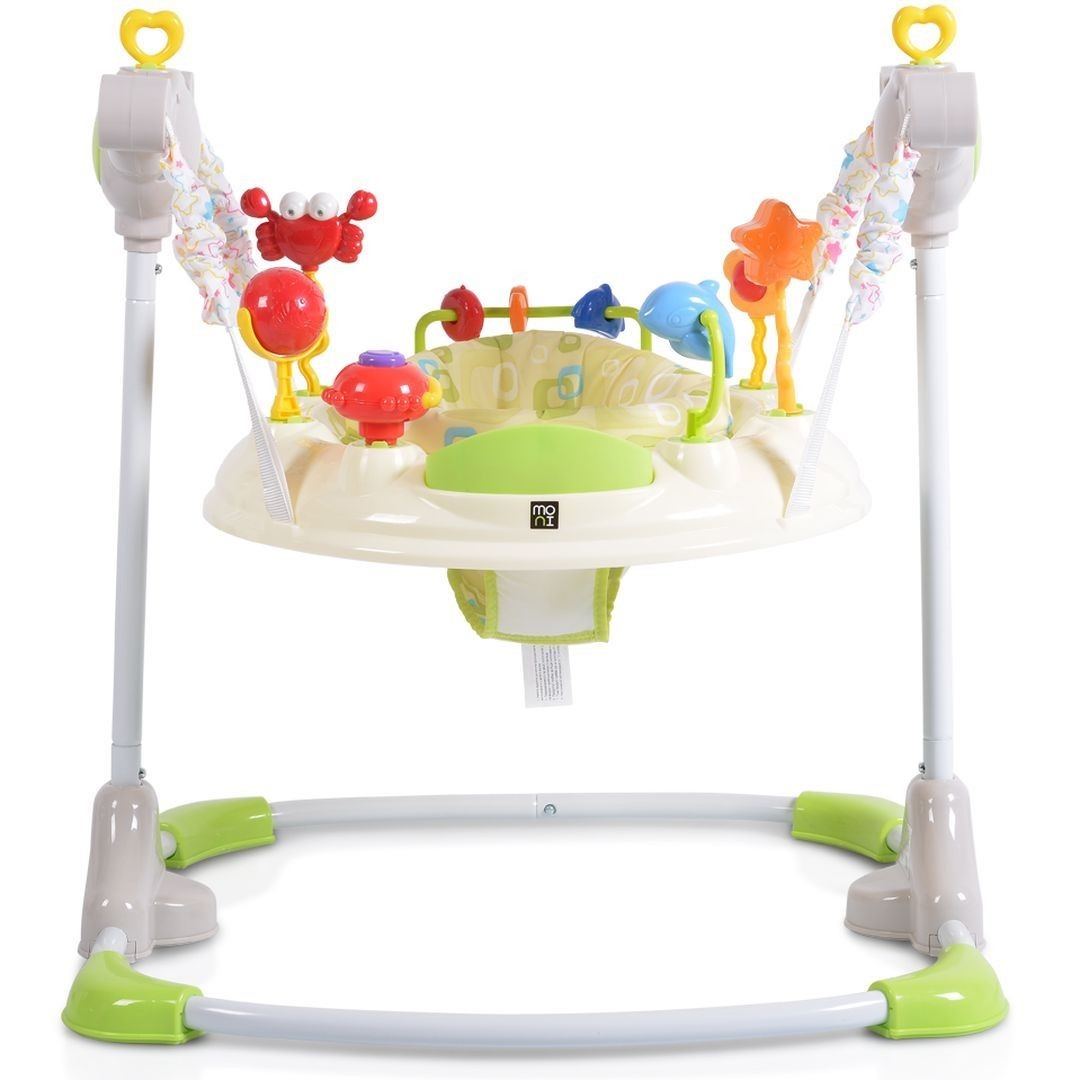 Baby-Spielcenter mit bunten Spielzeugen, Federung und Sitz.