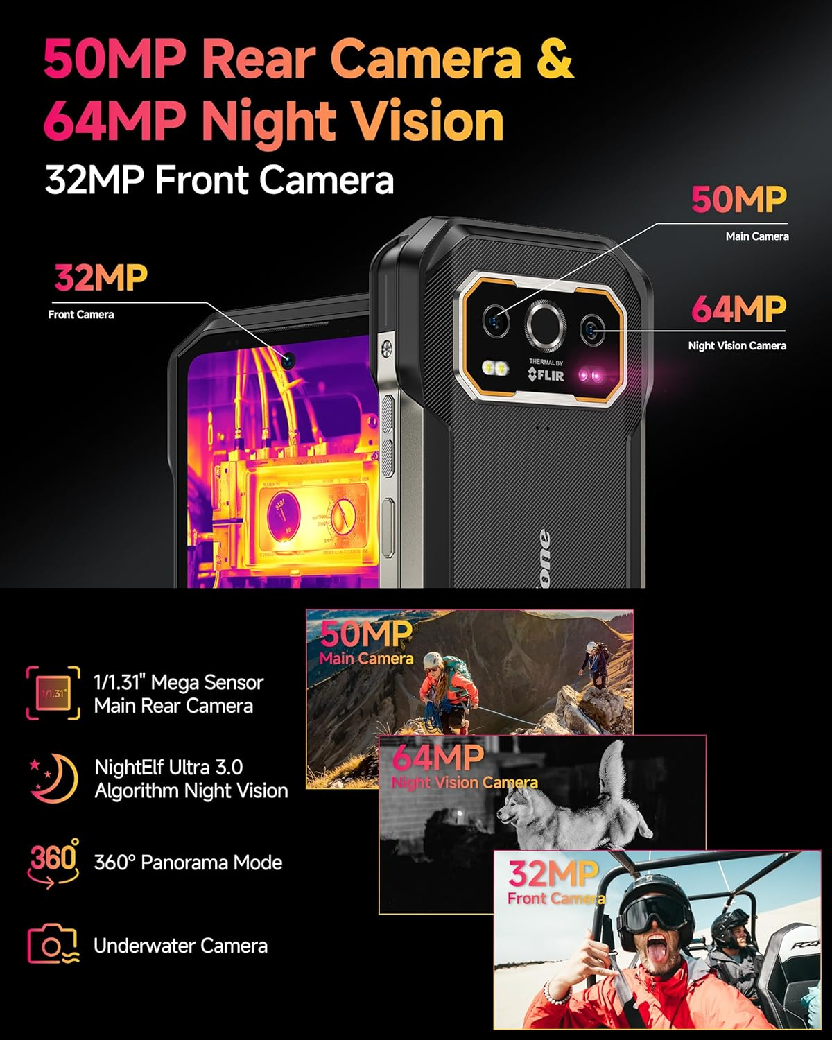 Uno smartphone robusto con più fotocamere, inclusa visione notturna e termica.