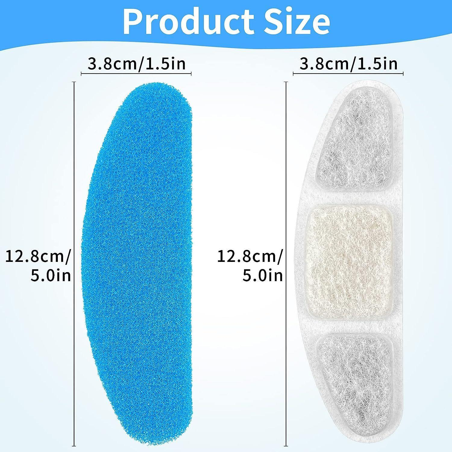 Ein blaues und ein weißes Filterelement, beide 12,8 cm lang.