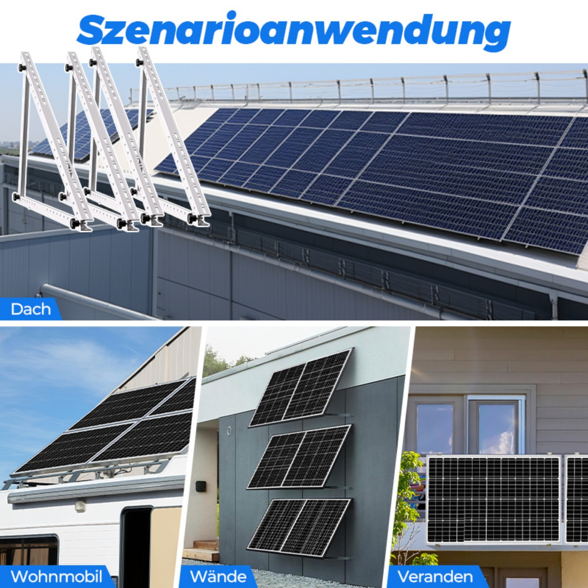 Montagestrukturen für Solarmodule auf Dach, Wohnmobil und Wand.