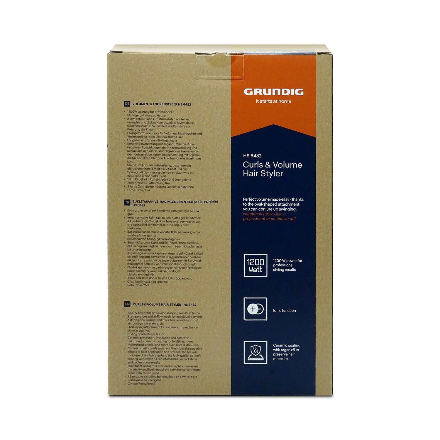 Grundig Haartrockner HS 6482: 1200W, Ionenfunktion, Keramikbeschichtung mit Arganöl.