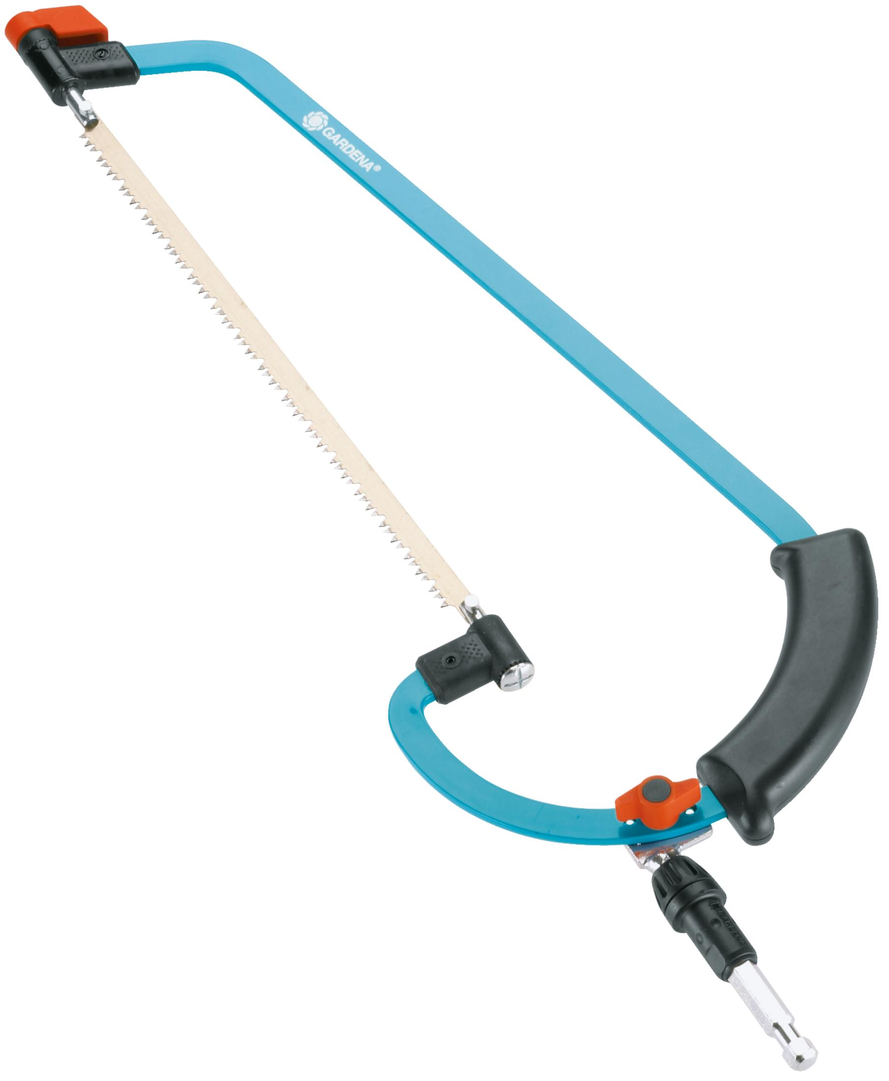 Niebieska piła ogrodowa Gardena z czarną rączką i brzeszczotem.