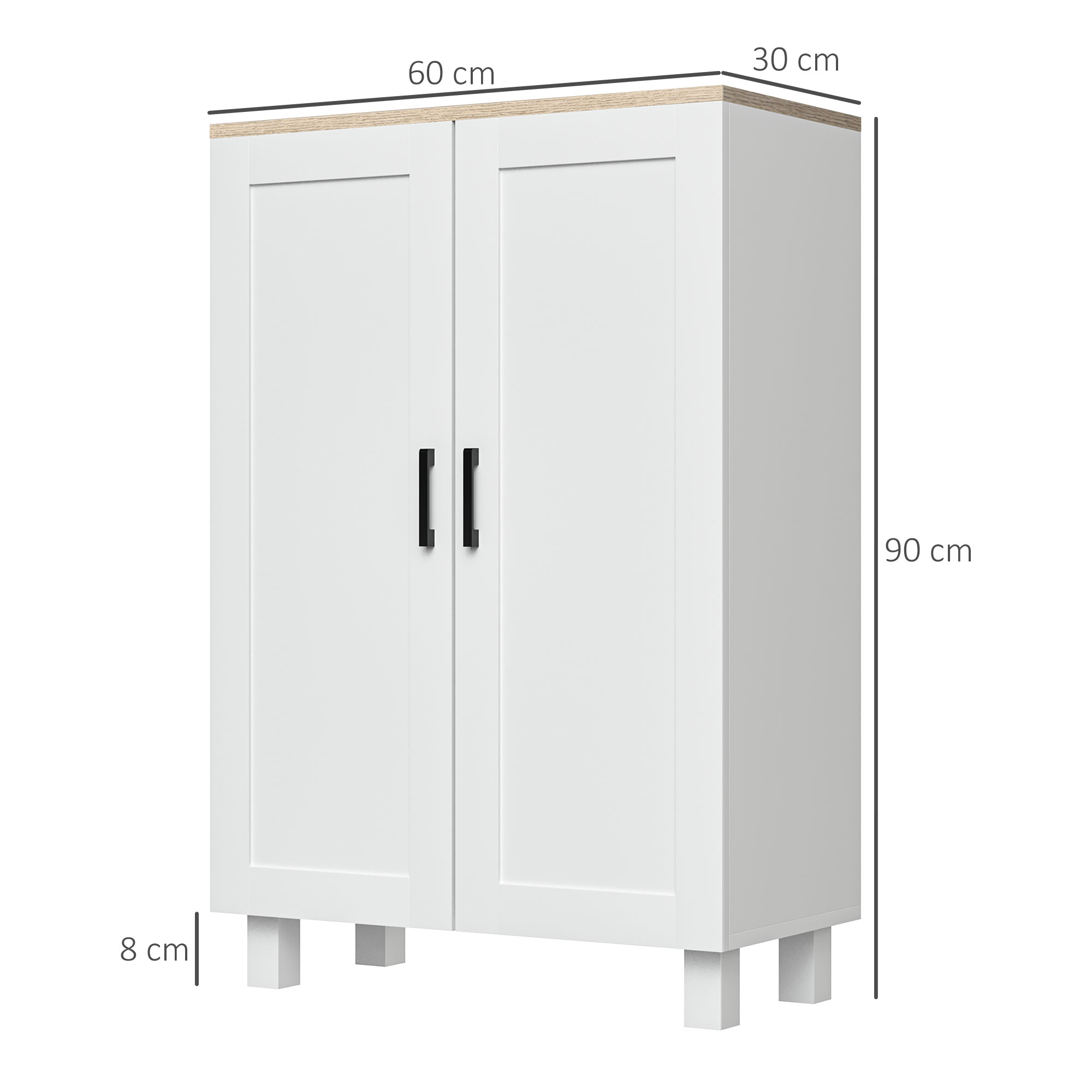 Armario blanco de dos puertas, dimensiones 60x30x90 cm.