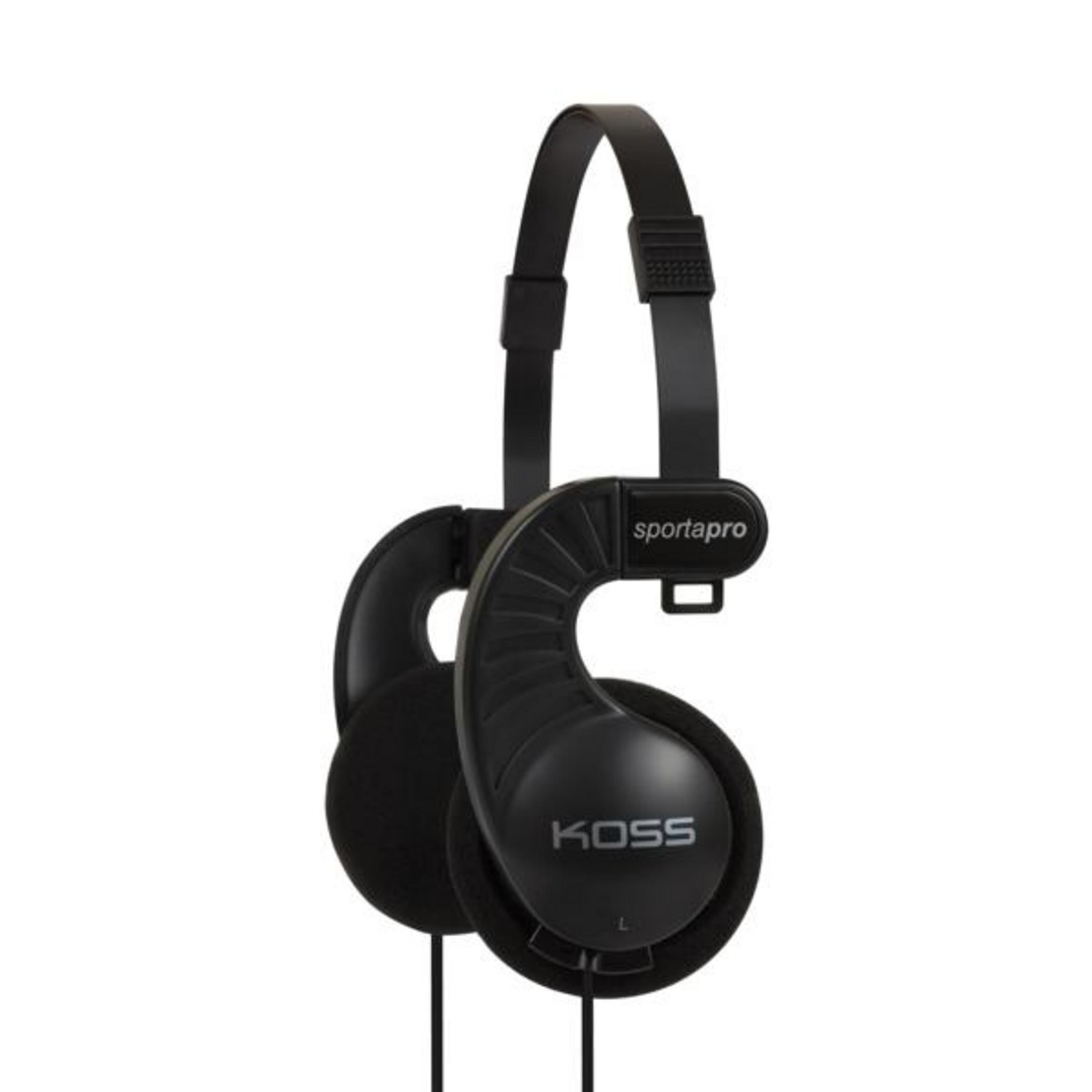 Cuffie Koss SportaPro on-ear nere con ganci auricolari e archetto regolabile.