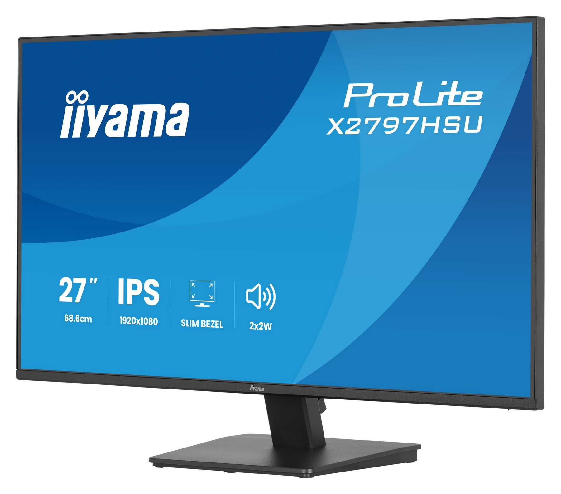 Monitor IPS 27 cali z wąską ramką i rozdzielczością 1920x1080.