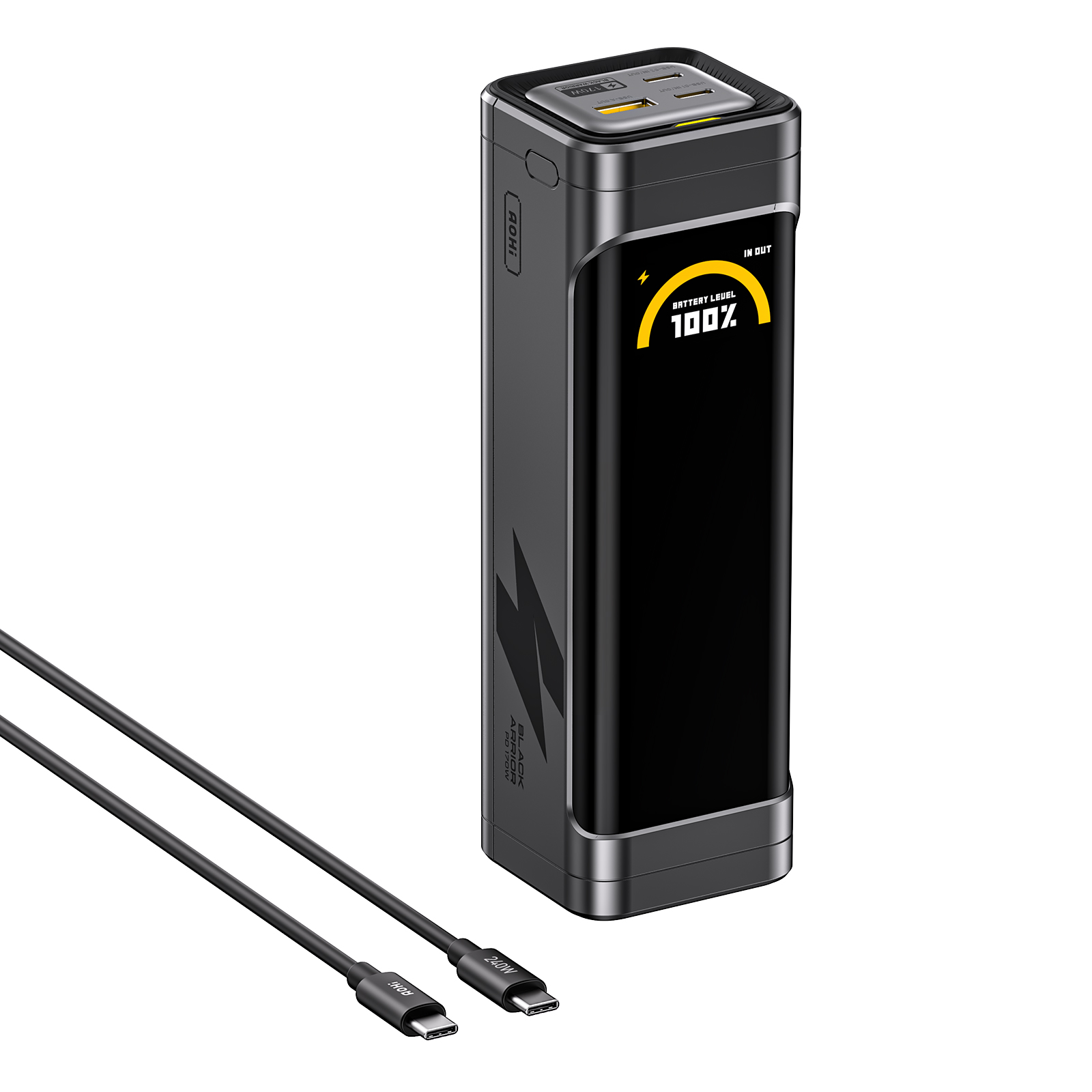 AOHI The Black Warrior 170W PD3.0 25200 mAh mAh Powerbank Siyah