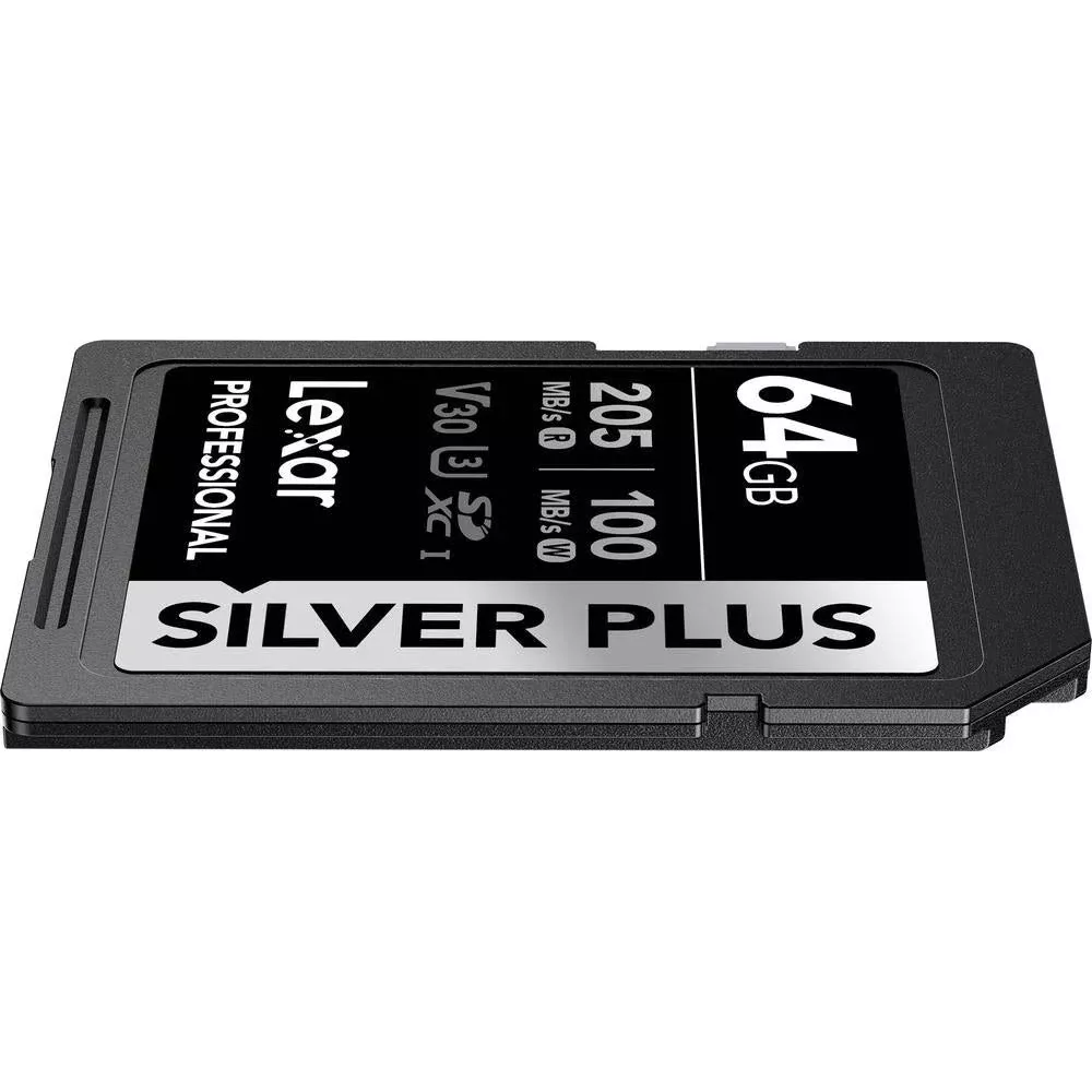 Scheda Lexar Professional 64GB Silver Plus SDXC con lettura 205MB/s.