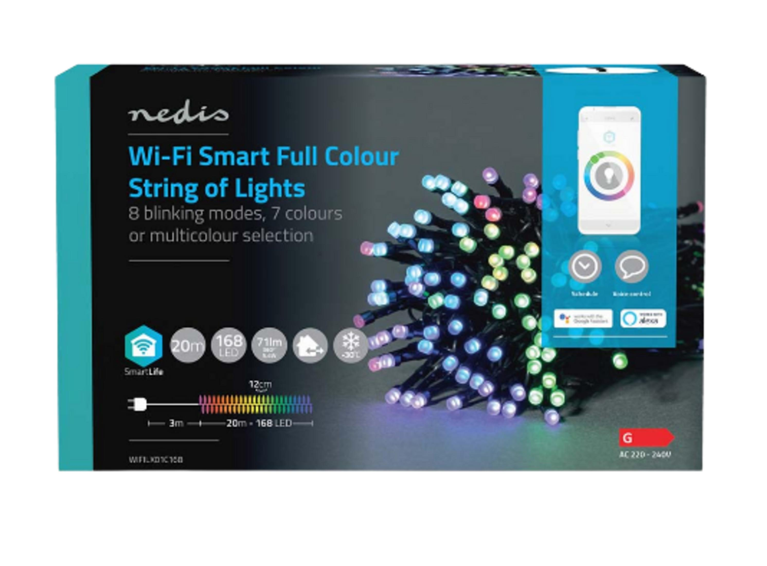 Pudełko na lampki Nedis Wi-Fi Smart Full Colour z kontrolą przez aplikację i kolorowymi LED.
