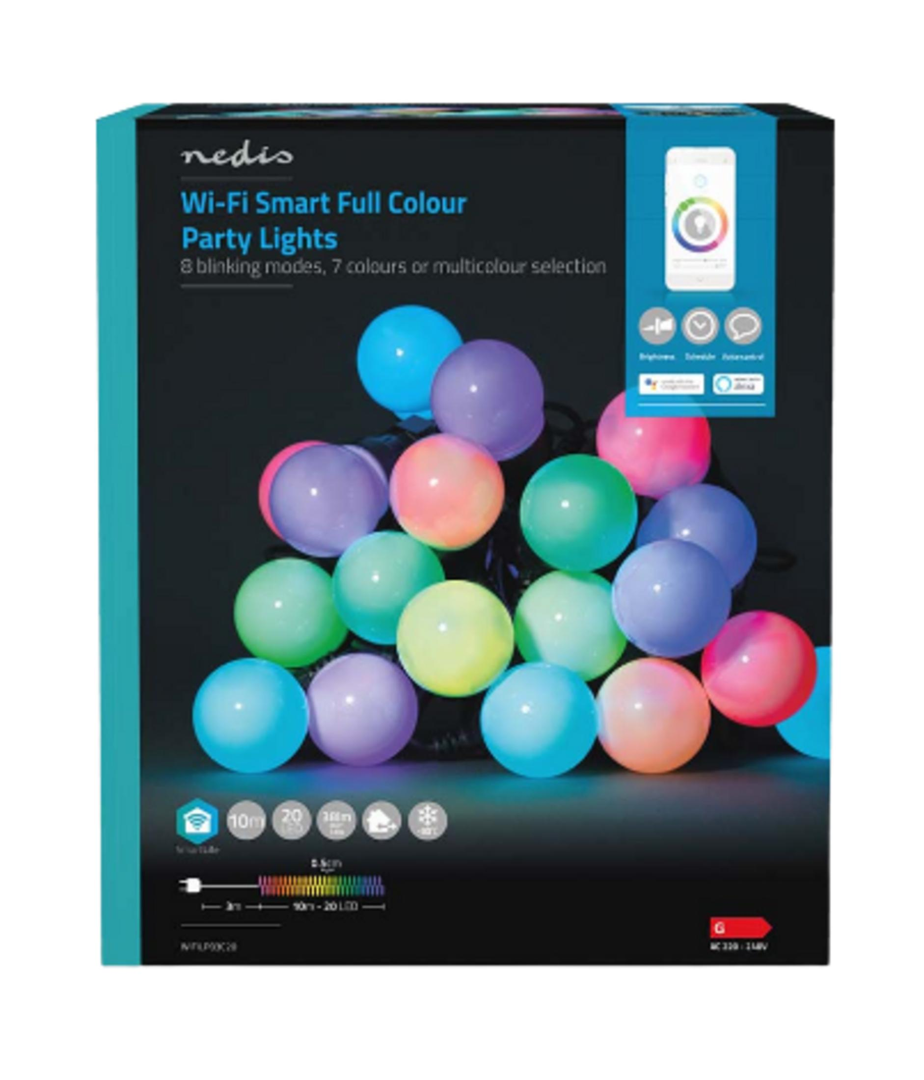 Pudełko Nedis Party Lights z kolorowymi kulkami.