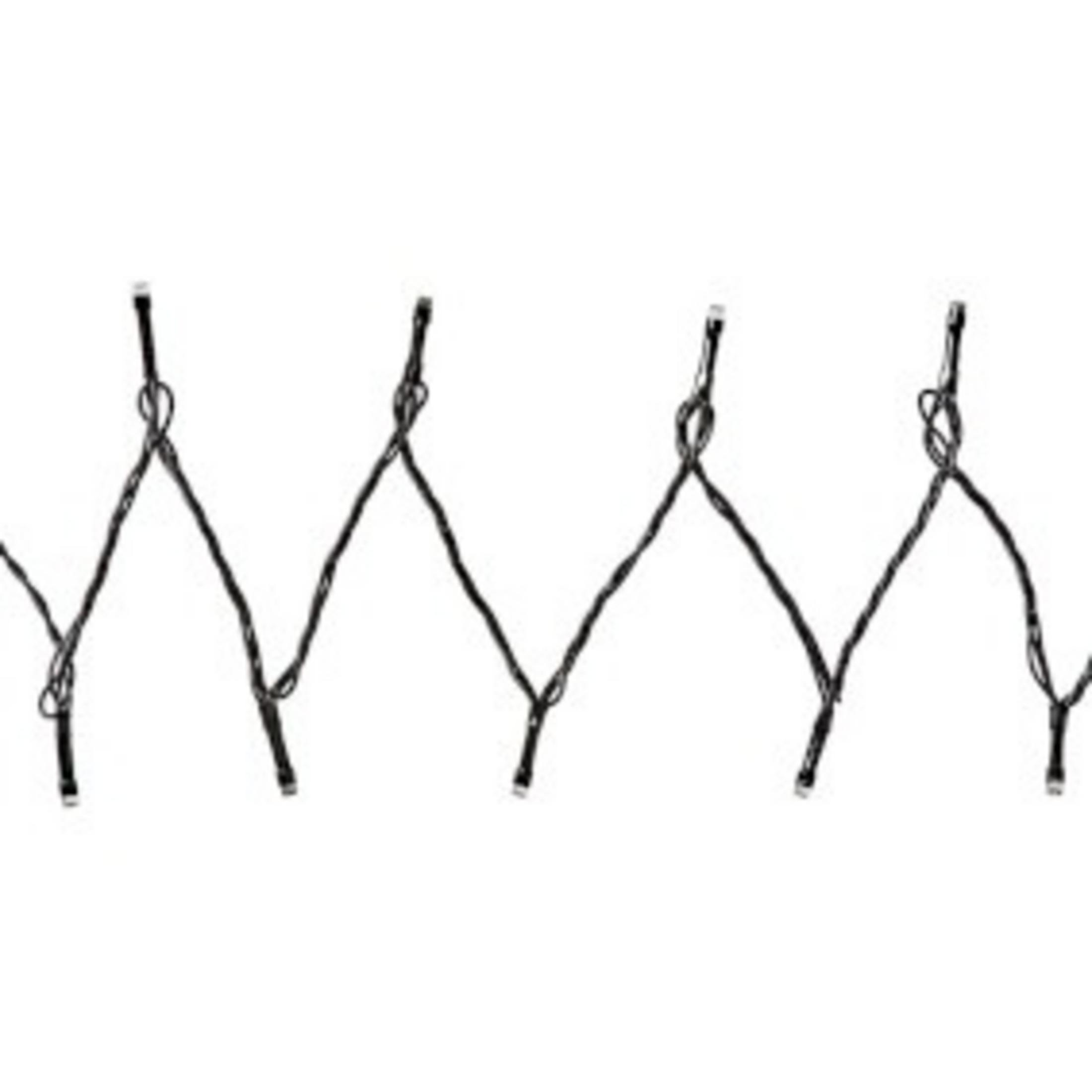 Sznur czarnych światełek ułożonych we wzór zygzakowaty.