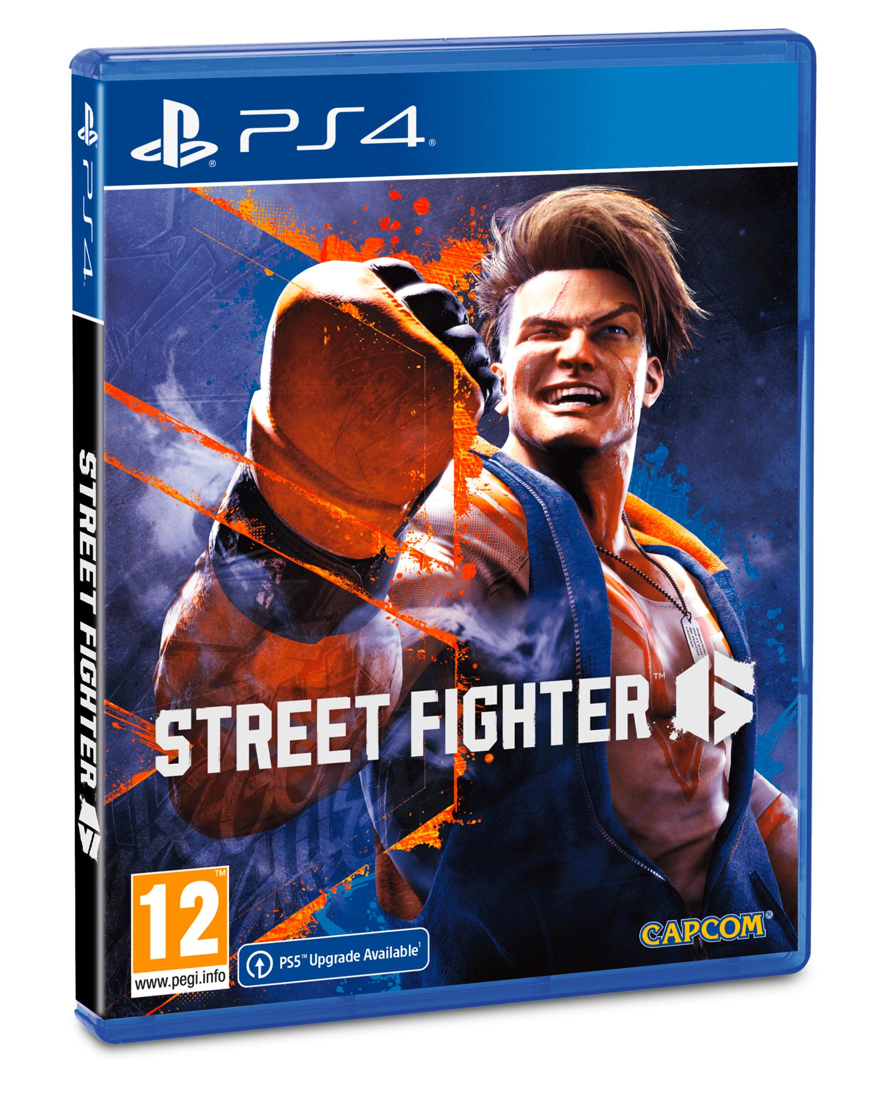 Custodia gioco Street Fighter PS4 con personaggio in posa di combattimento, 12 anni.