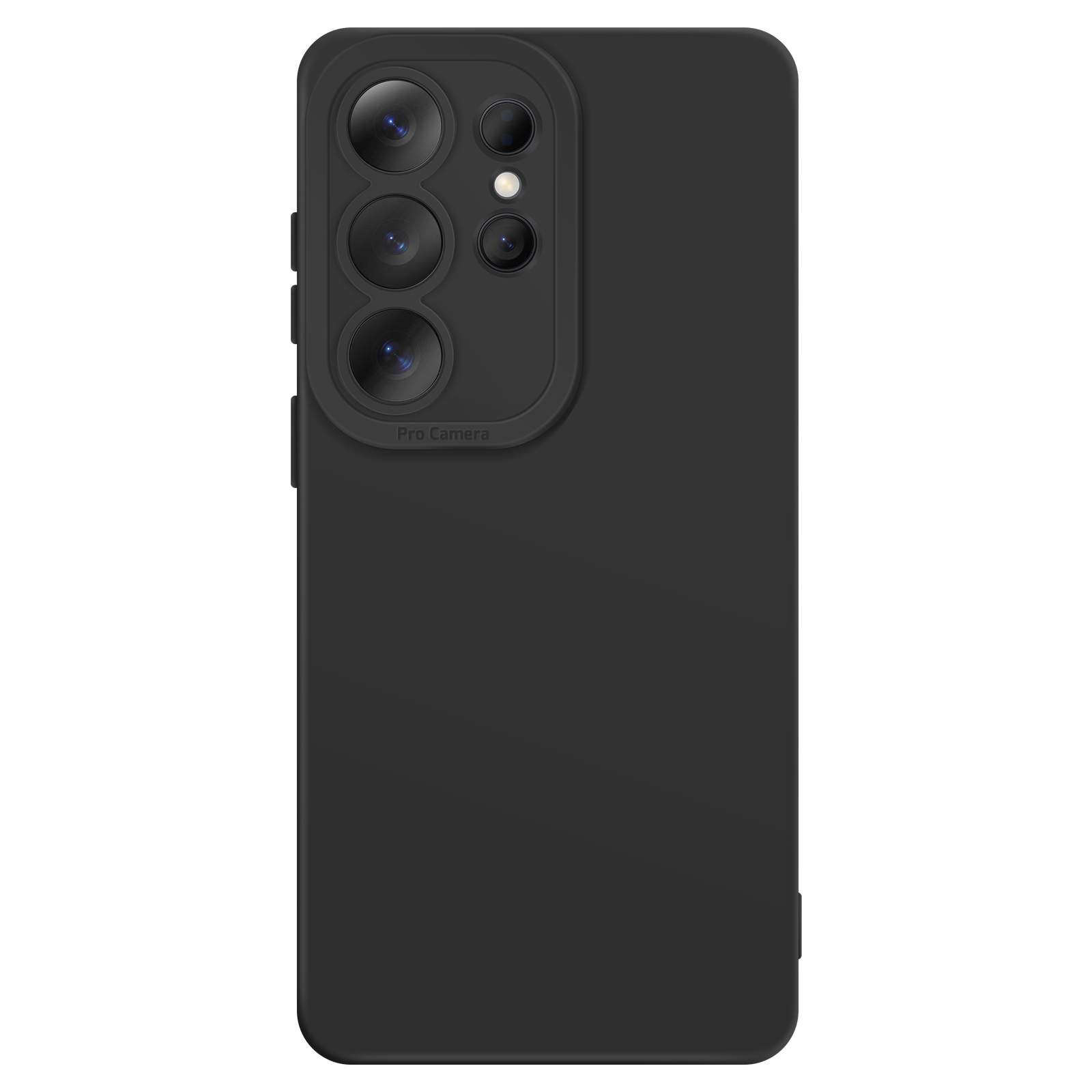 Zwarte telefoonhoes met Pro Camera-uitsparing met vier lenzen.