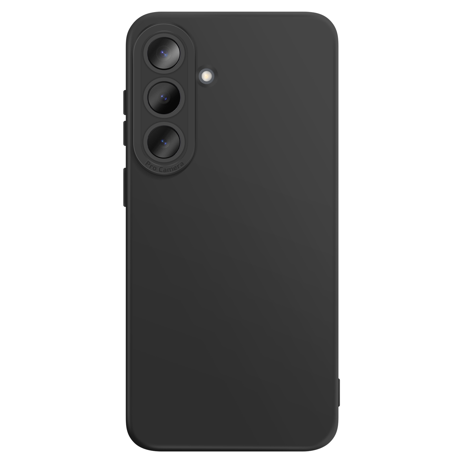 Coque de téléphone noire avec trois objectifs et flash.