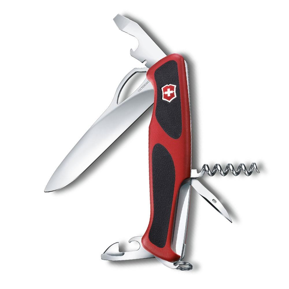 Kırmızı Victorinox çok amaçlı çakı: bıçak, şişe açacağı, tirbuşon.