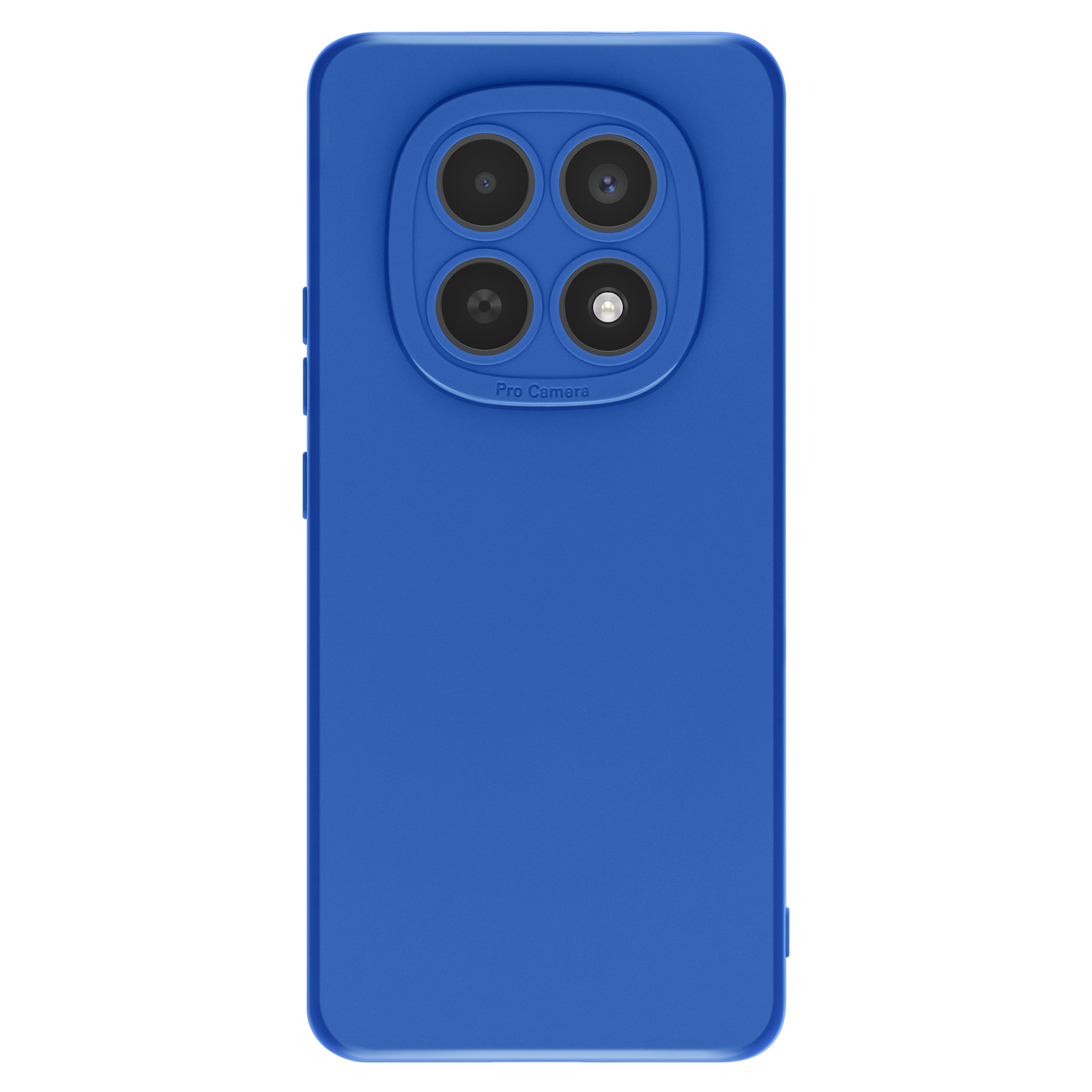 Blauwe smartphone met vier camera's en 'Pro Camera'-tekst.
