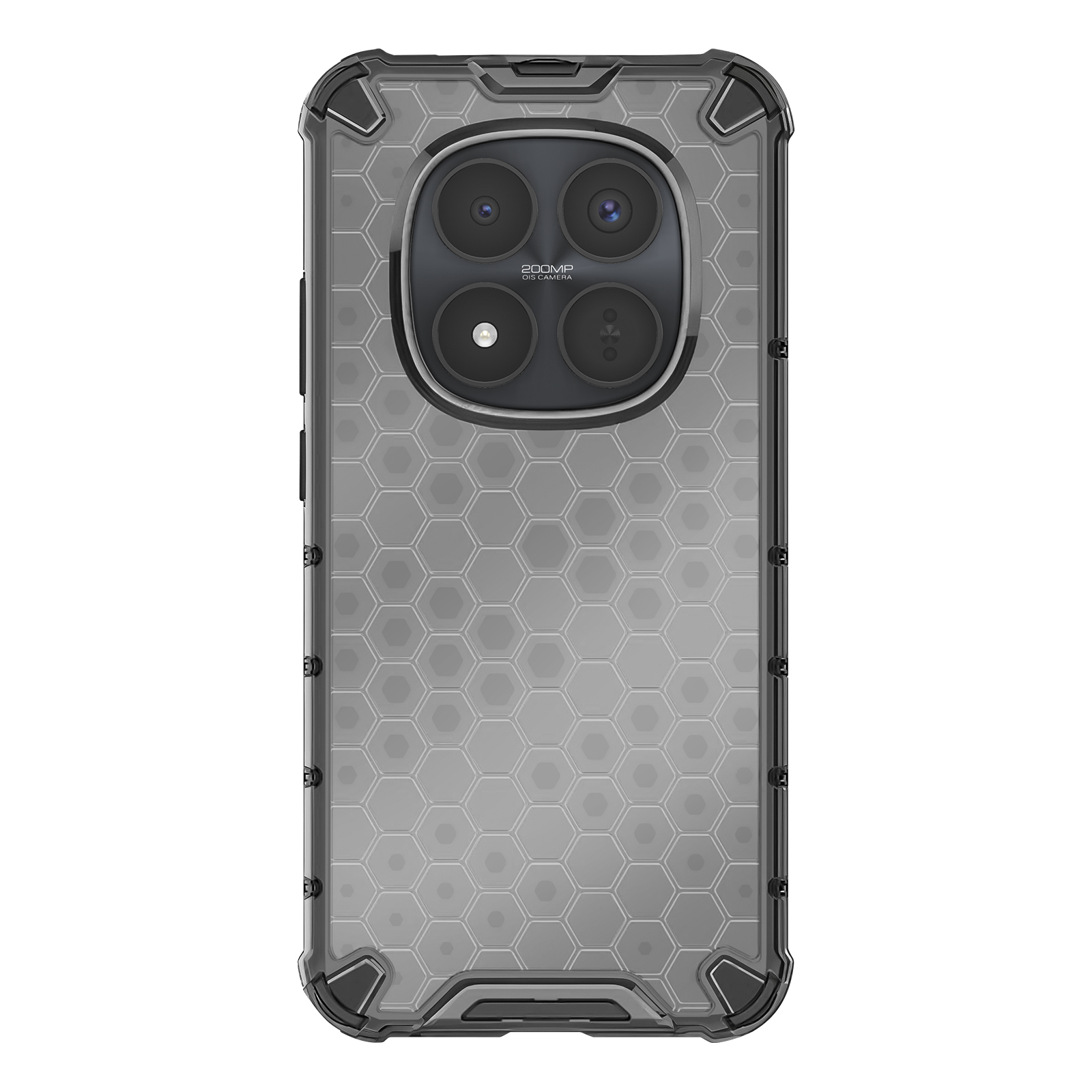 Doorzichtige telefoonhoes met honingraatpatroon en 200MP-camera