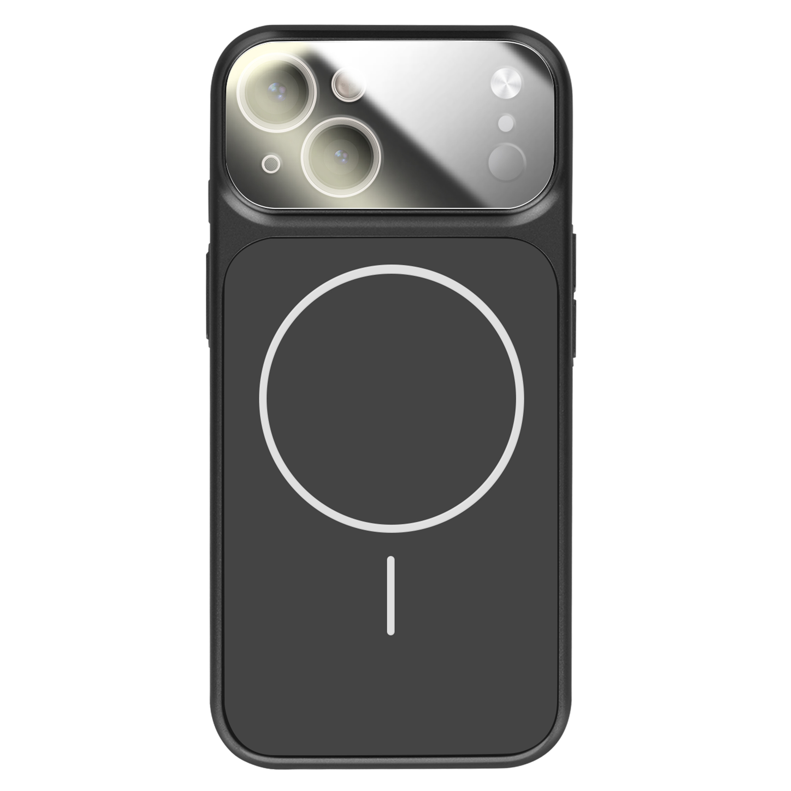 Coque de téléphone noire avec motif cercle et ligne.