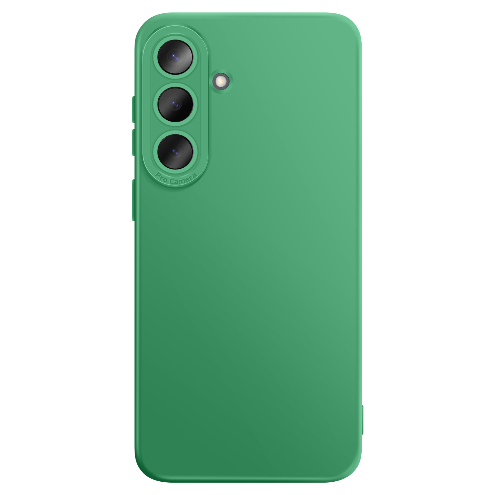 Groene telefoonhoes met drie cameralenssen en flitser.