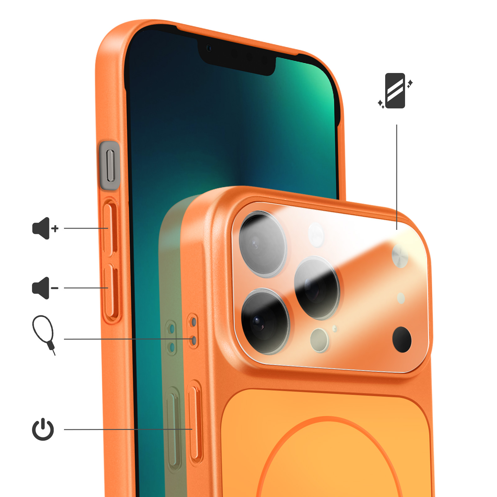 Nupcknn Custodia in silicone con corda per iPhone 13 Pro, custodia morbida in silicone con tracolla regolabile, cinturino da collo e catena da 1,5 m (blu glaciar