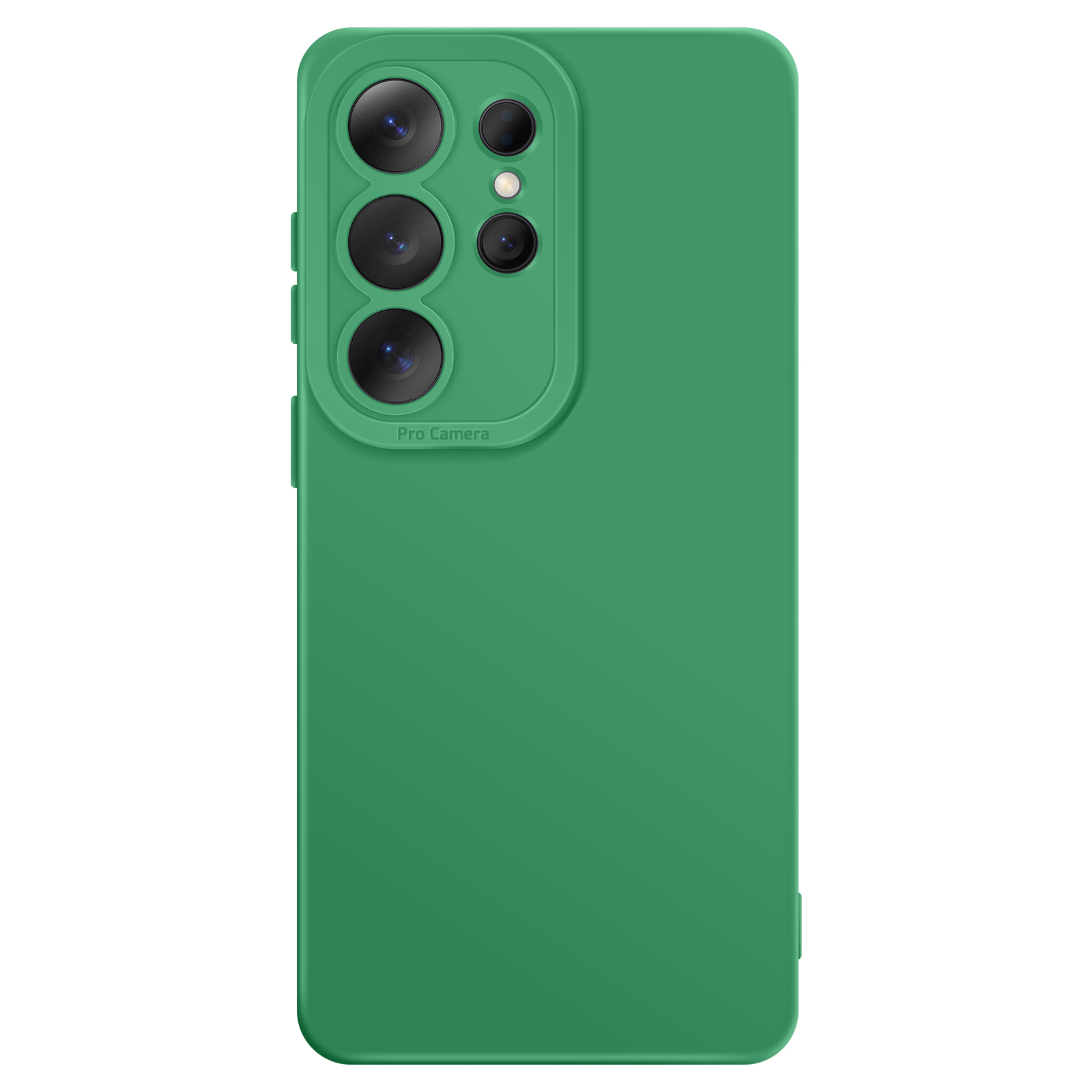 Groene telefoonhoes met camera-uitsparing en "Pro Camera" tekst.