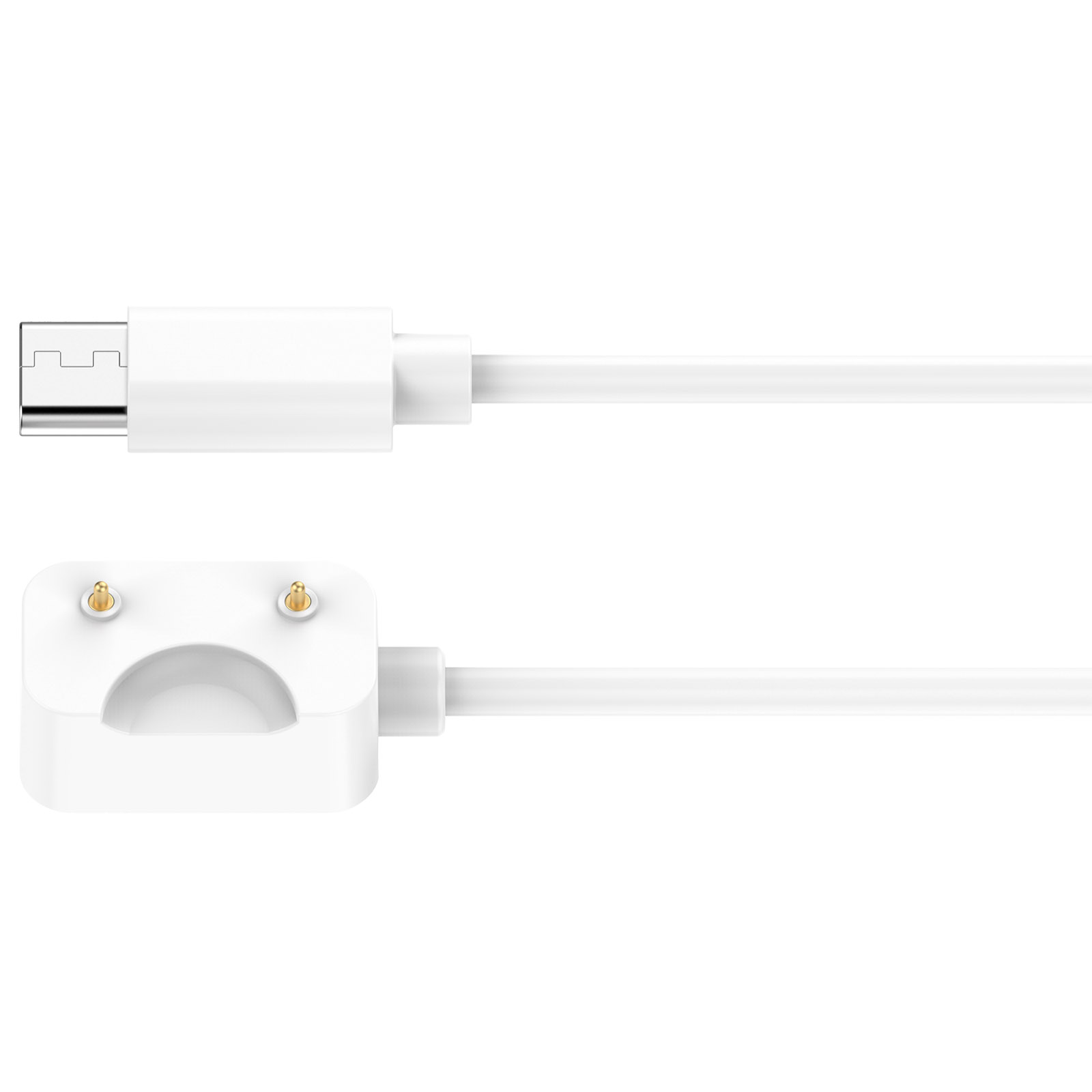 Ein weißes USB-C-Kabel mit einem Ladeadapter für ein Wearable.