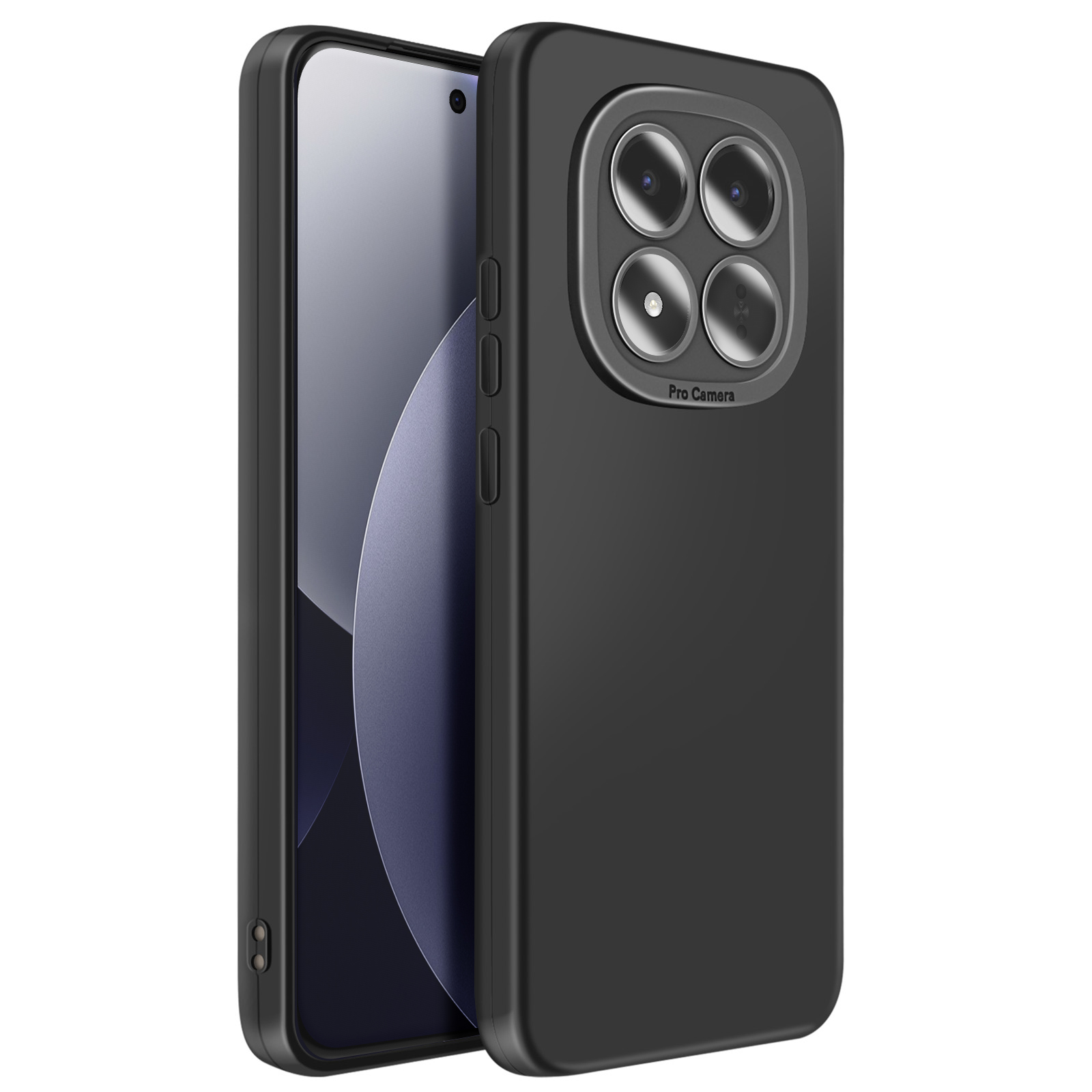 Smartphone noir avec quatre caméras et texte « Pro Camera ».