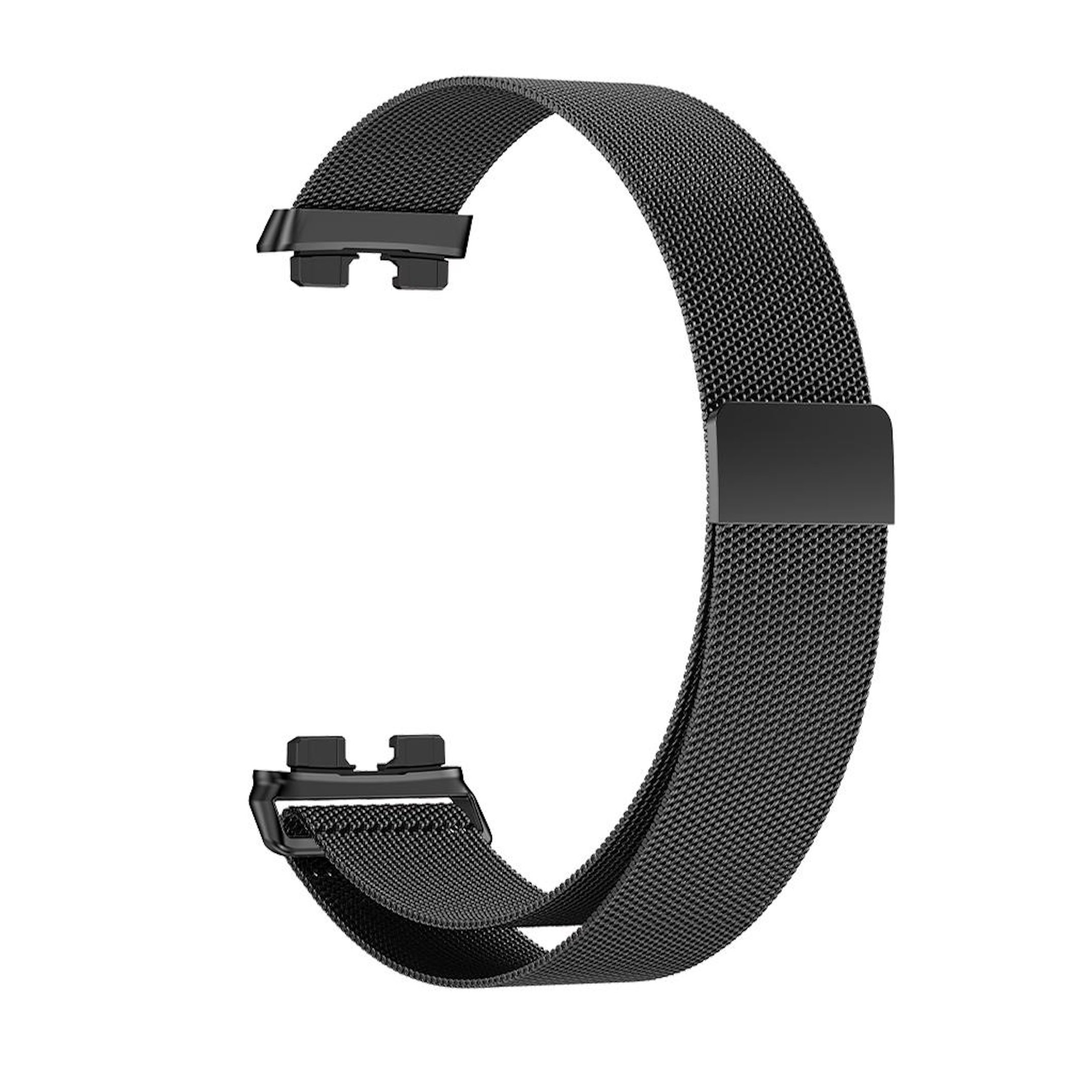 Cinturino nero Milanesa con chiusura magnetica, su sfondo bianco.