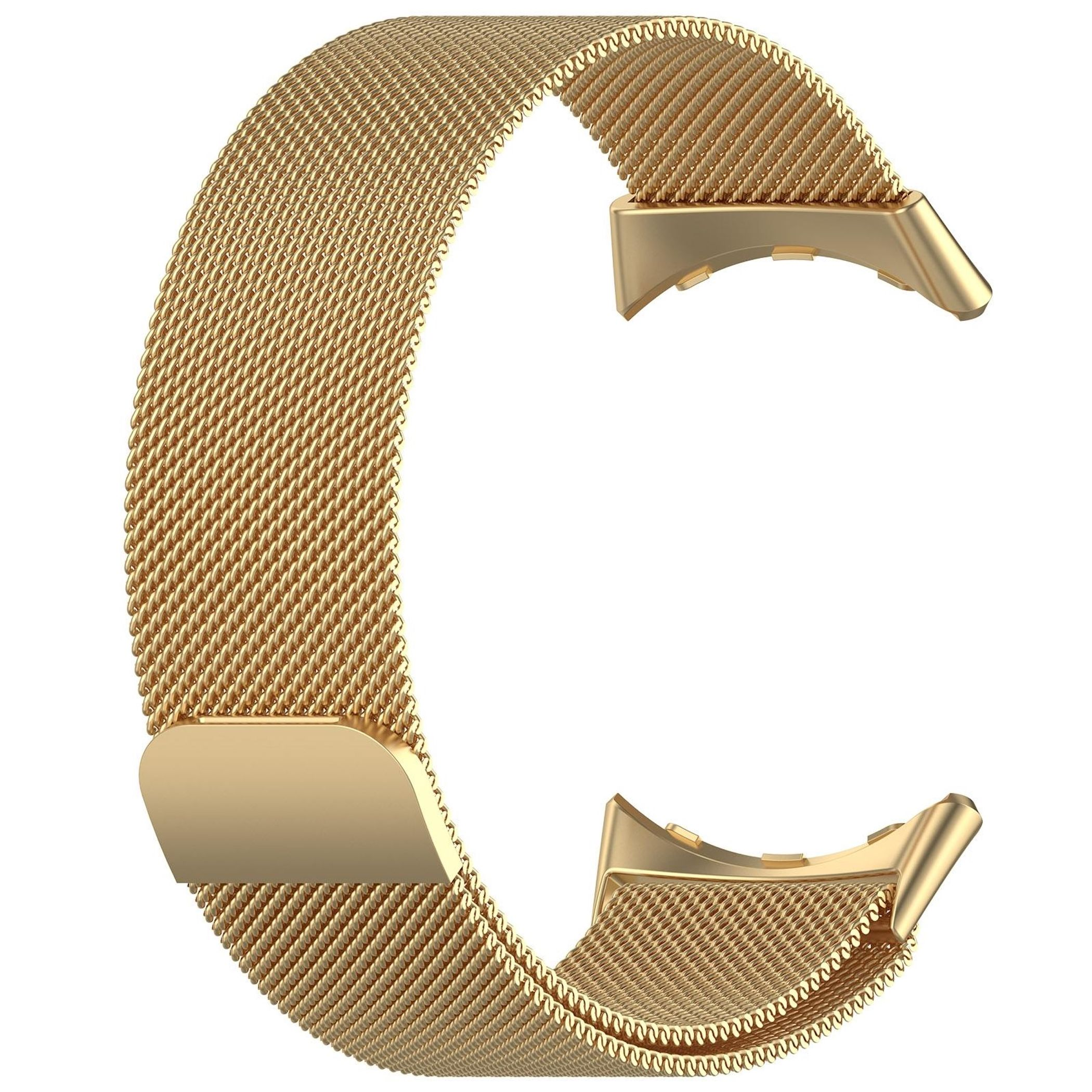 Goldenes, flexibles Mesh-Armband mit schließenden Endstücken.