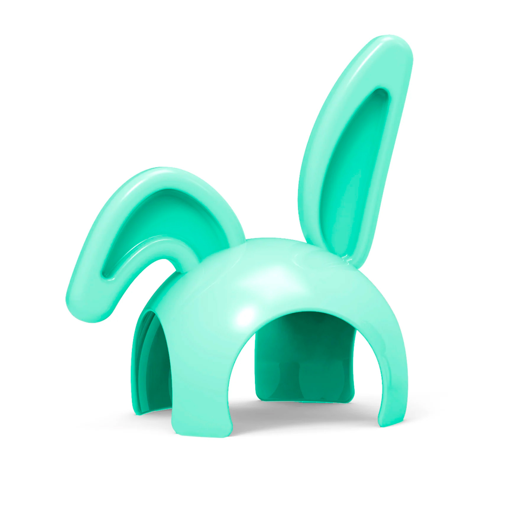 Un serre-tête d'oreilles de lapin couleur sarcelle sur fond blanc.
