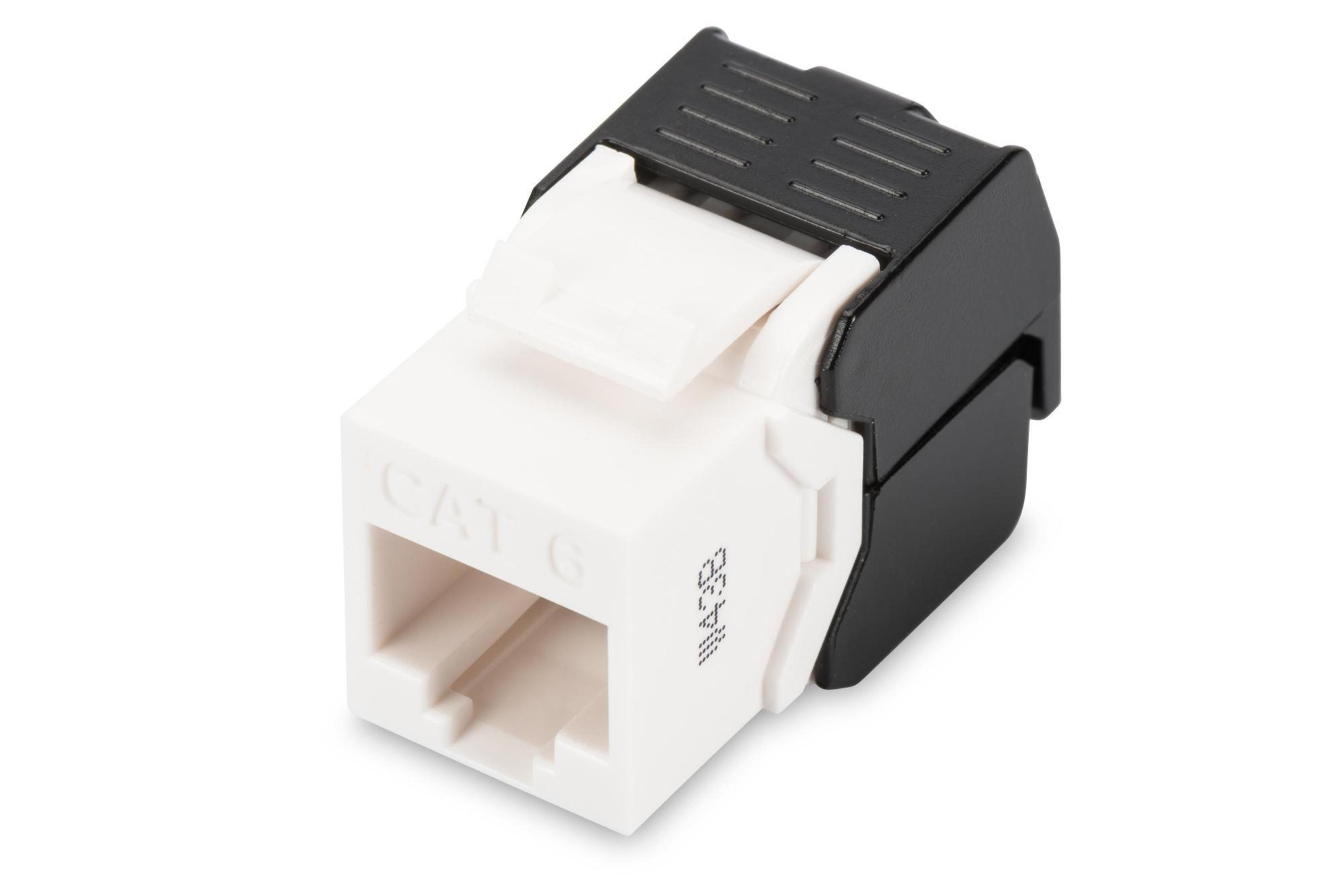 Siyah kapaklı beyaz CAT 6 keystone jak.