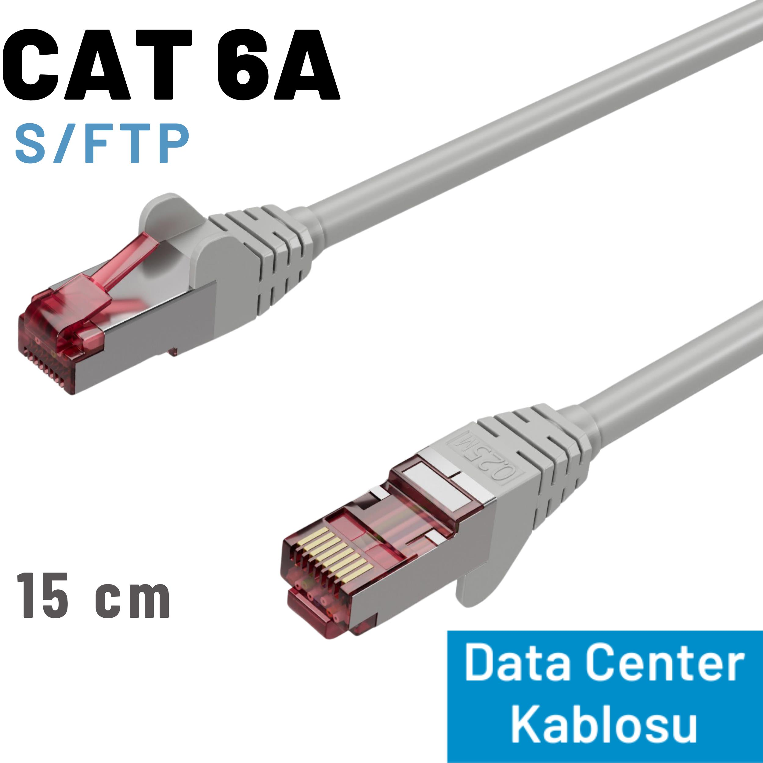 IRENIS 15 cm CAT 6A Kablo, S/FTP Ethernet Data Center Patch Kablo Gri