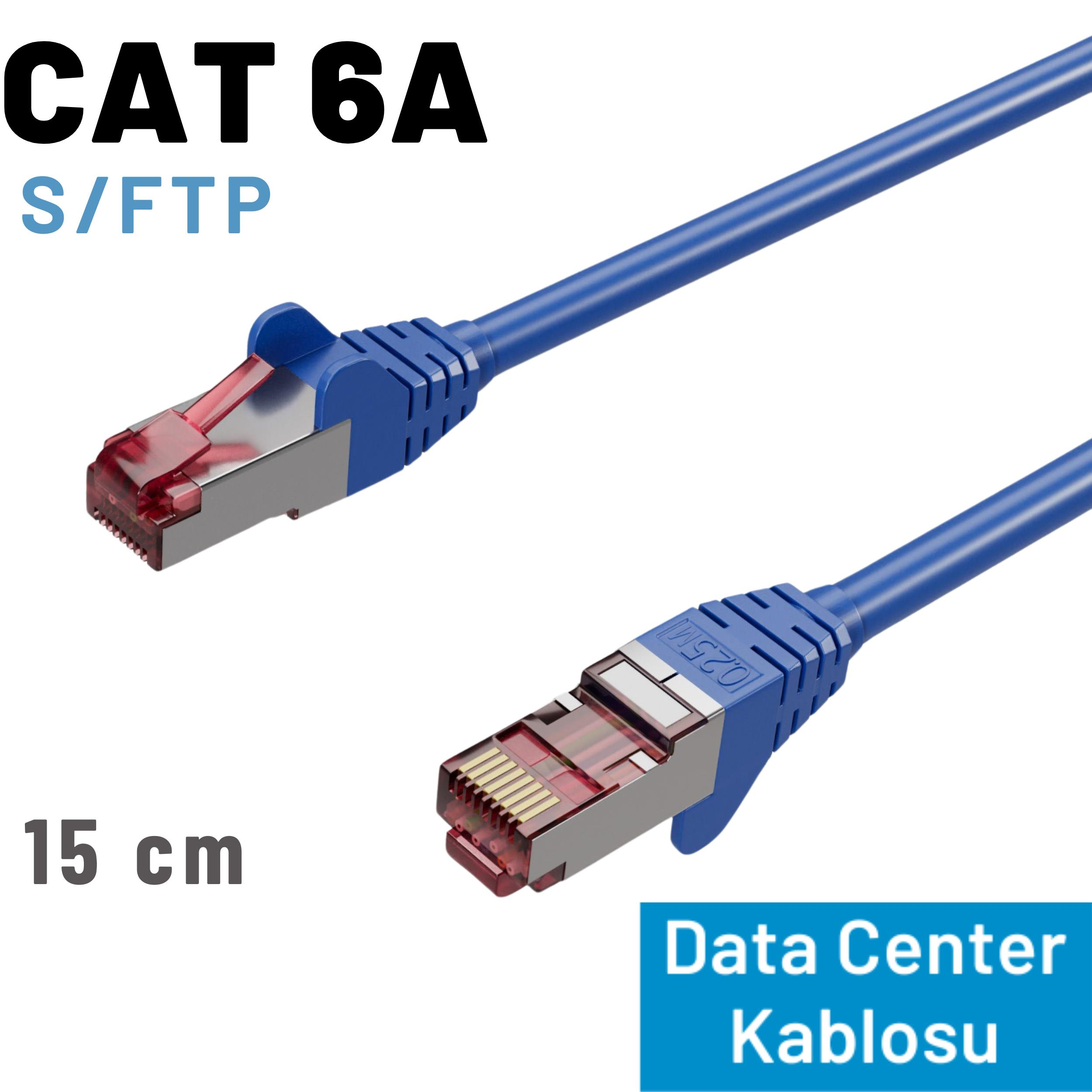 IRENIS 15 cm CAT 6A Kablo, S/FTP Ethernet Data Center Patch Kablo Mavi