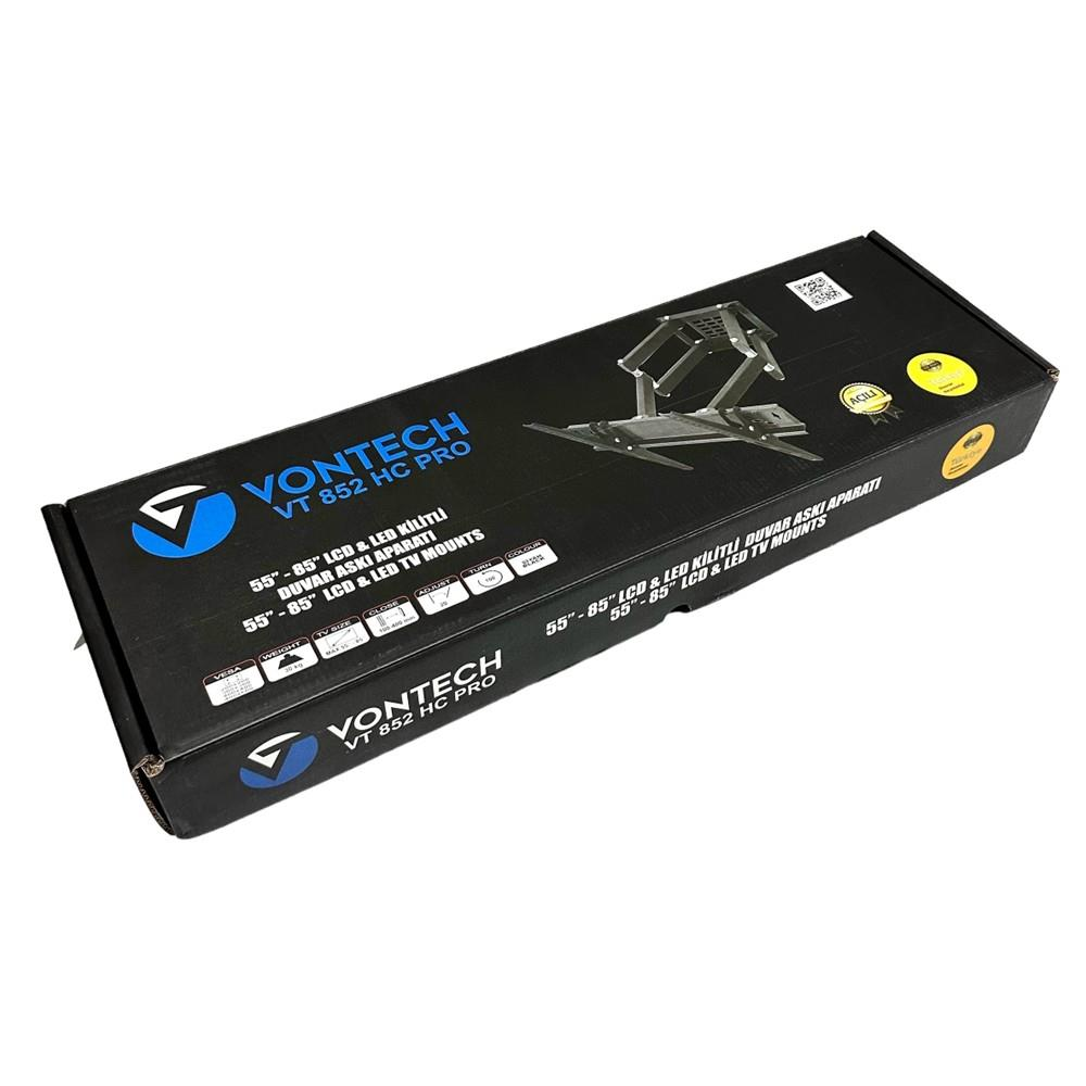 Vontech VT 852 HC PRO LCD ve LED TV duvar montaj aparatı kutusu.