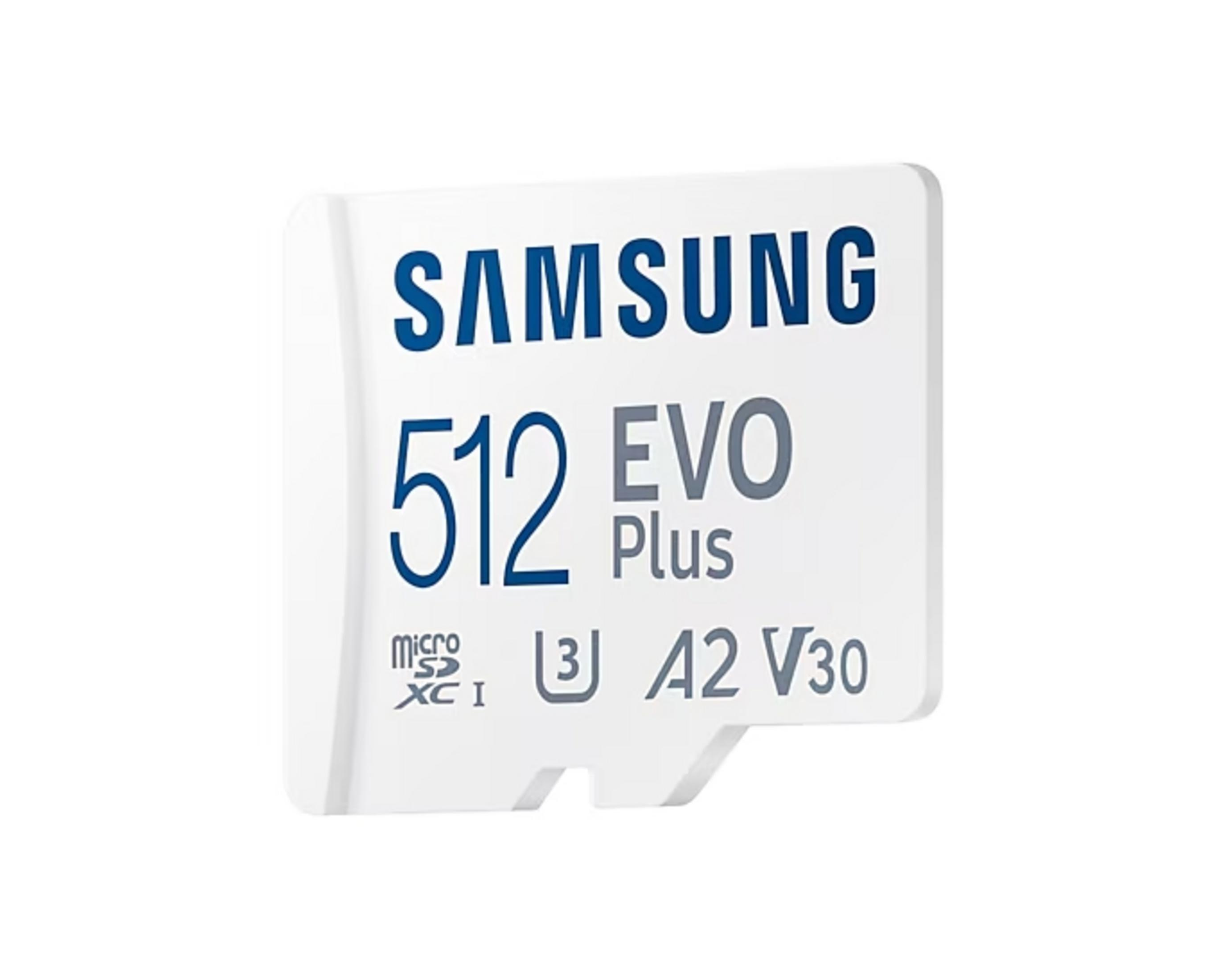 Samsung 512GB EVO Plus MicroSDXC I U3 A2 V30 hafıza kartı.