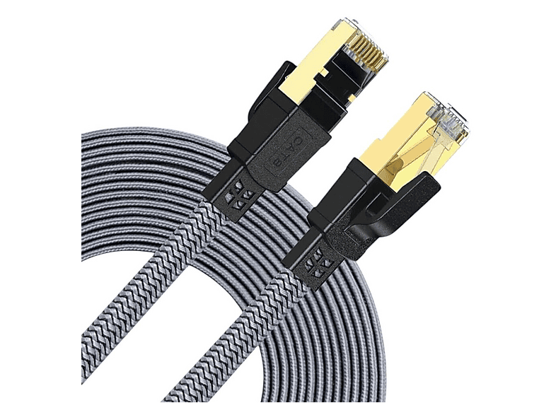 HI-LINK Flat Örgülü Cat8 15 m Yüksek Hızlı 40 Gbps 2000 MHz Ethernet Kablo