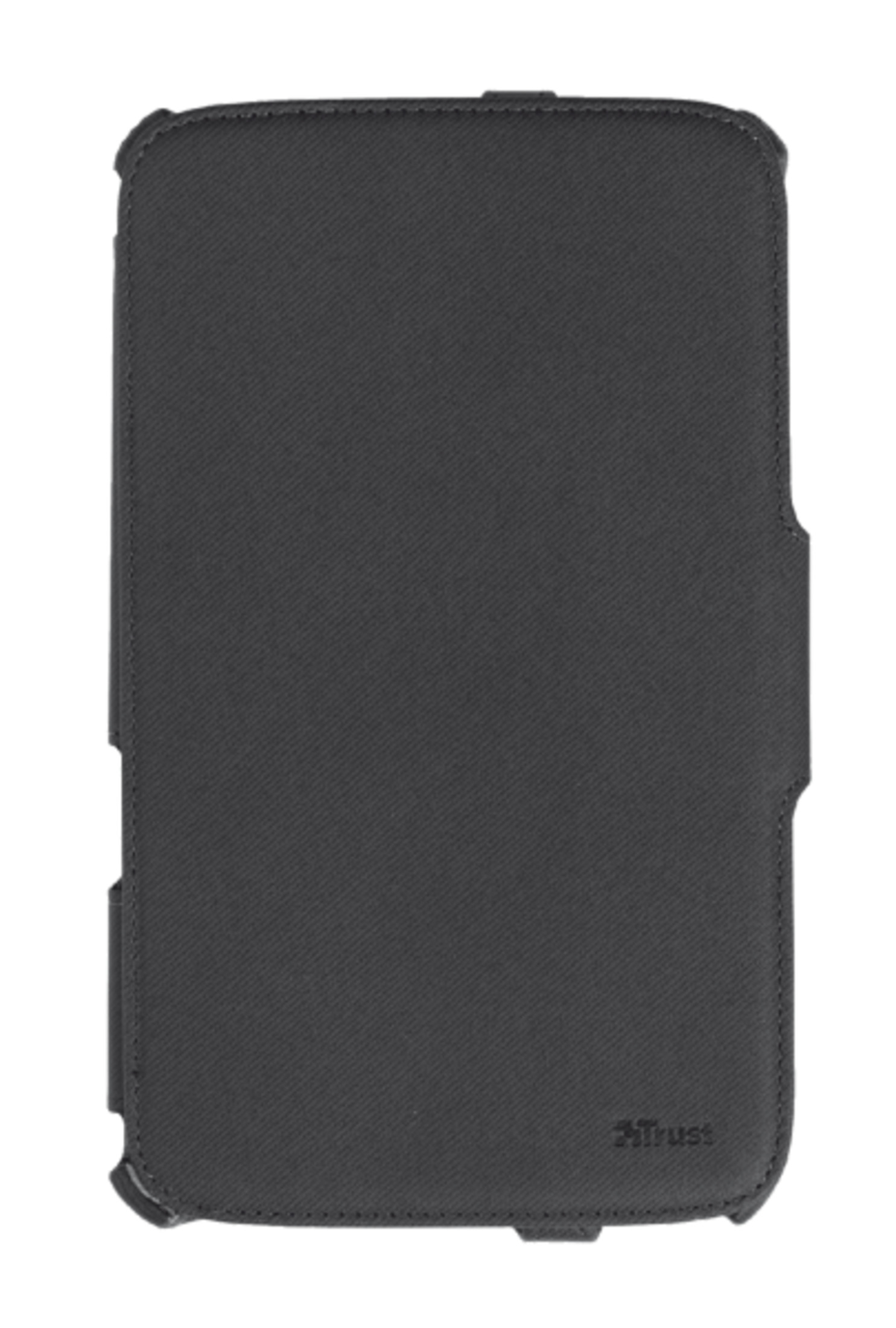 İnce dokulu ve dikişli koyu gri tablet kılıfı.