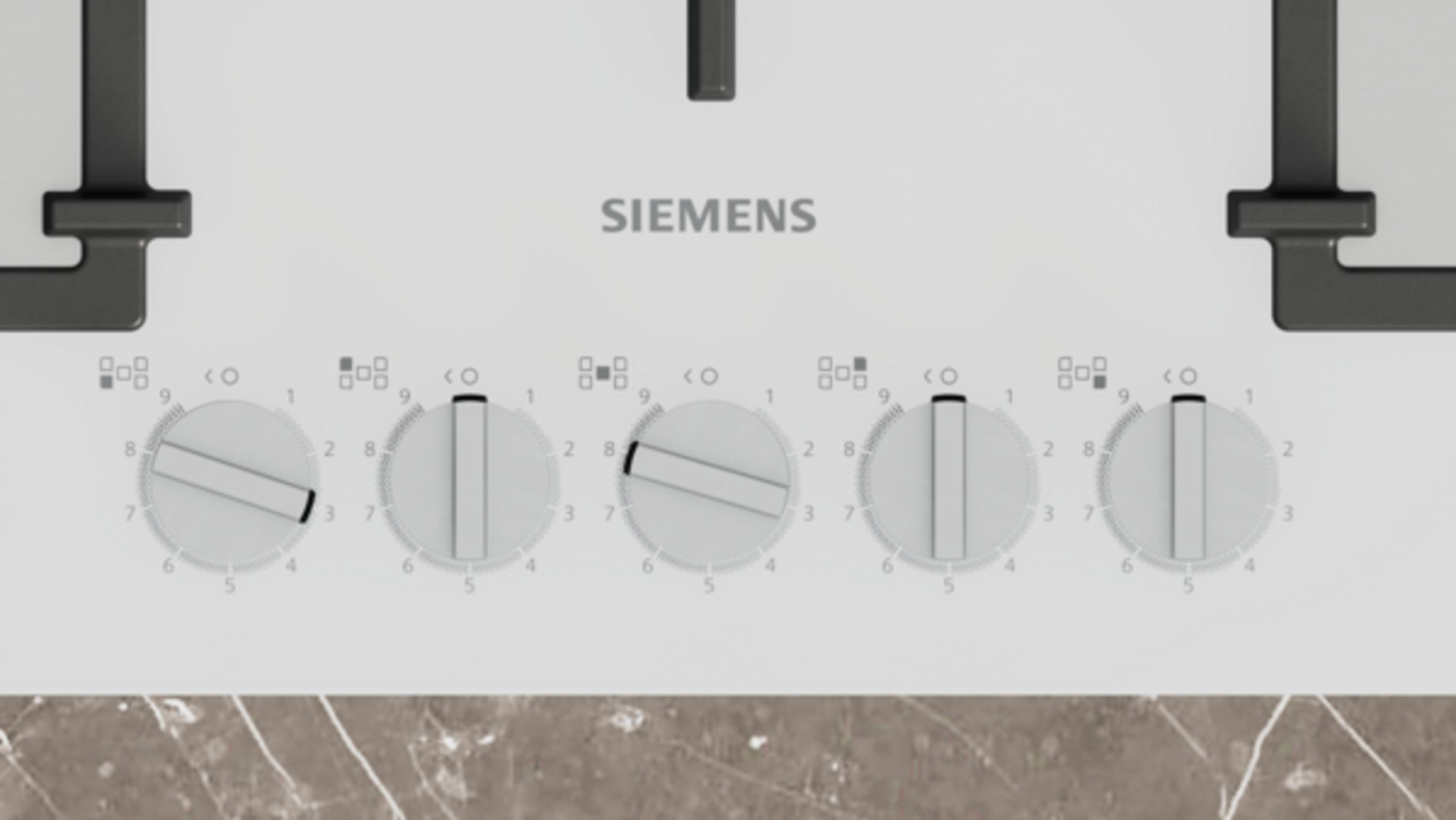 Siemens ocak, 0 ile 9 arasında ayarlanmış dört kontrol düğmeli.