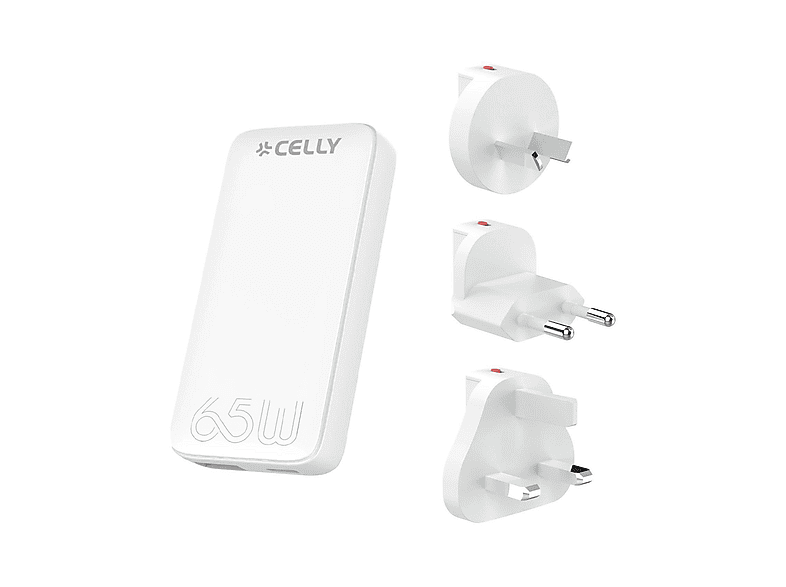 CELLY Universal 65W EU/UK/AUS/US Duvar Şarjı Beyaz