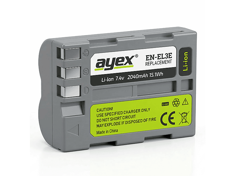 AYEX EN-EL3e Akku für Nikon D70 D80 D90 D100 D200 D300s D700 integr ...