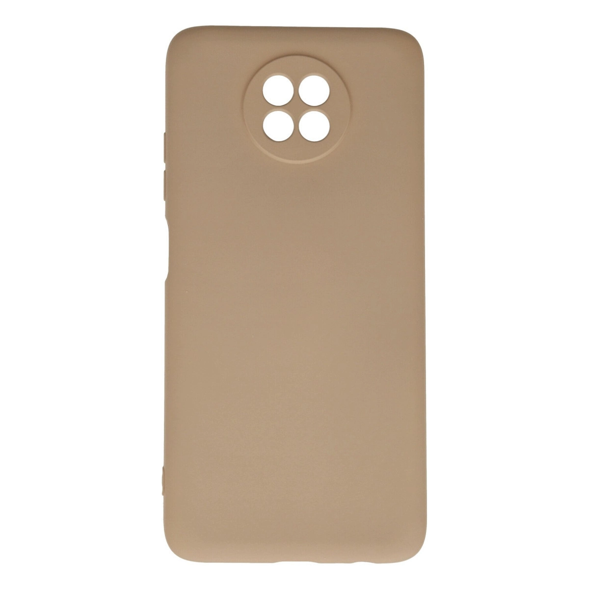 Üstte dört yuvarlak kesiği olan bej telefon kılıfı.