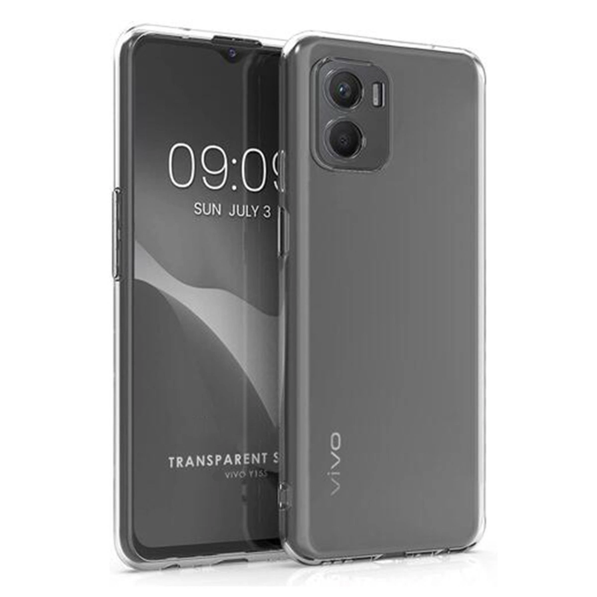 Beyaz arka plan üzerinde yan yana iki şeffaf telefon kılıfı.