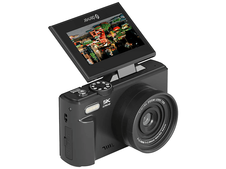 DENVER DWC8475B - 5K FullHD - 75MP - Vlog camera - WiFi - Foto & video - Digitale camera Zwart