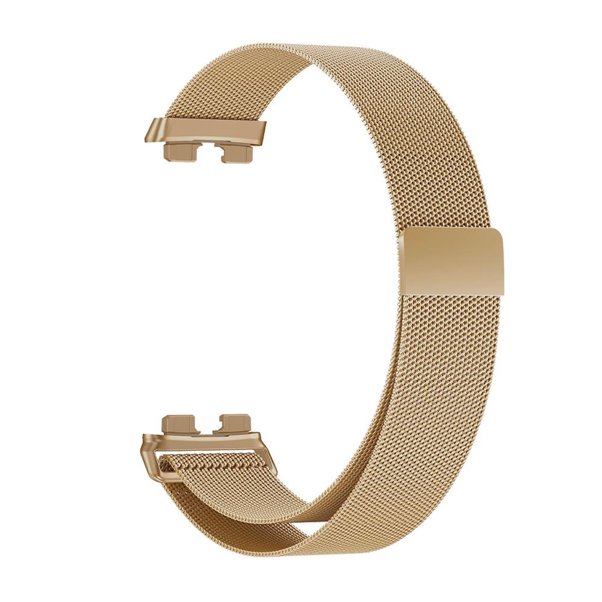 Goldfarbenes, flexibles Mesh-Armband mit magnetischem Verschluss und Anschlüssen.
