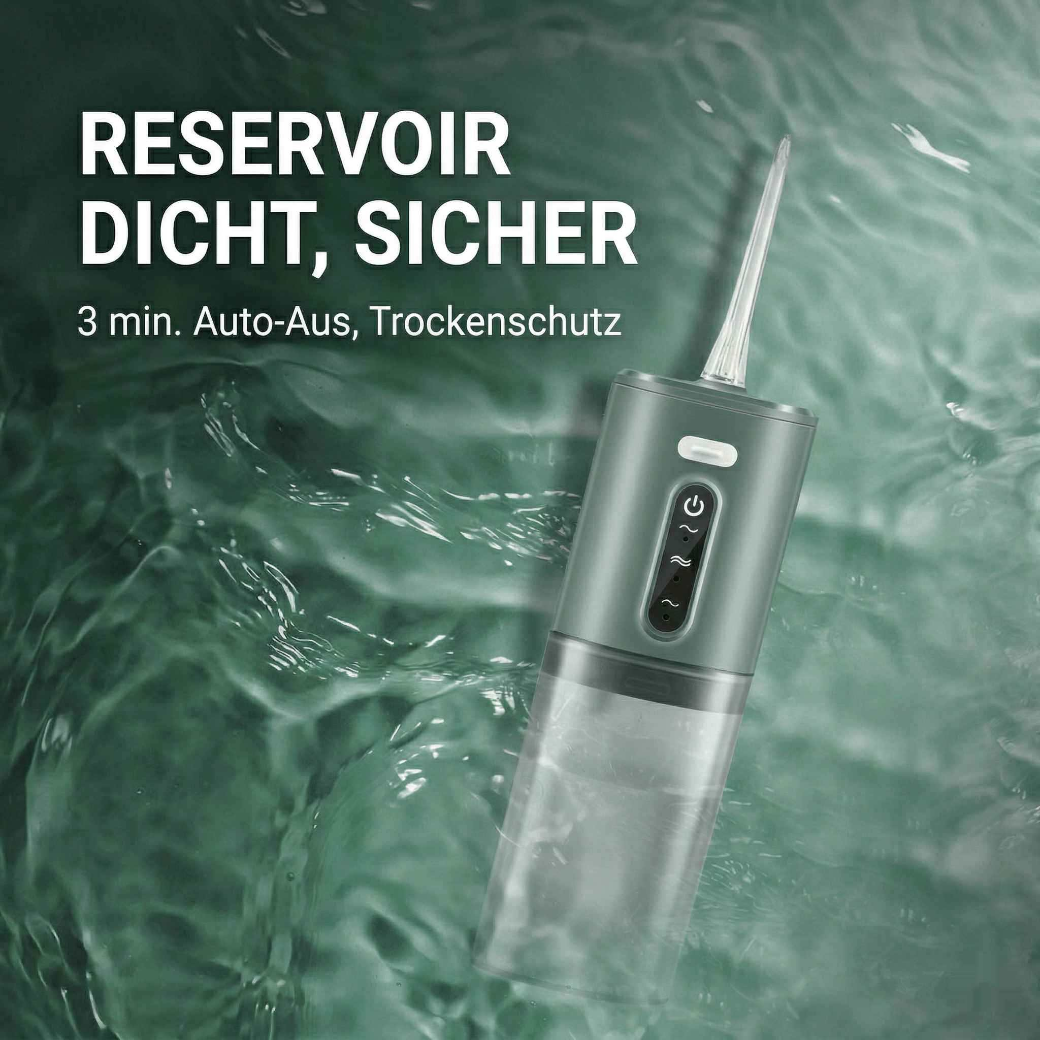 Ein dunkles Gerät mit transparenter Basis im Wasser.