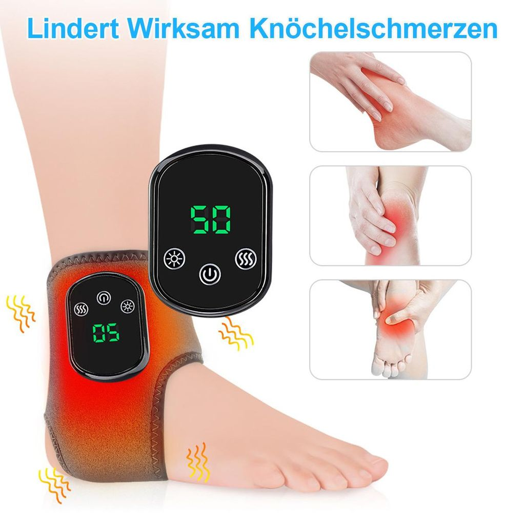 Ein Fuß mit einer Bandage am Knöchel und einem digitalen Display.