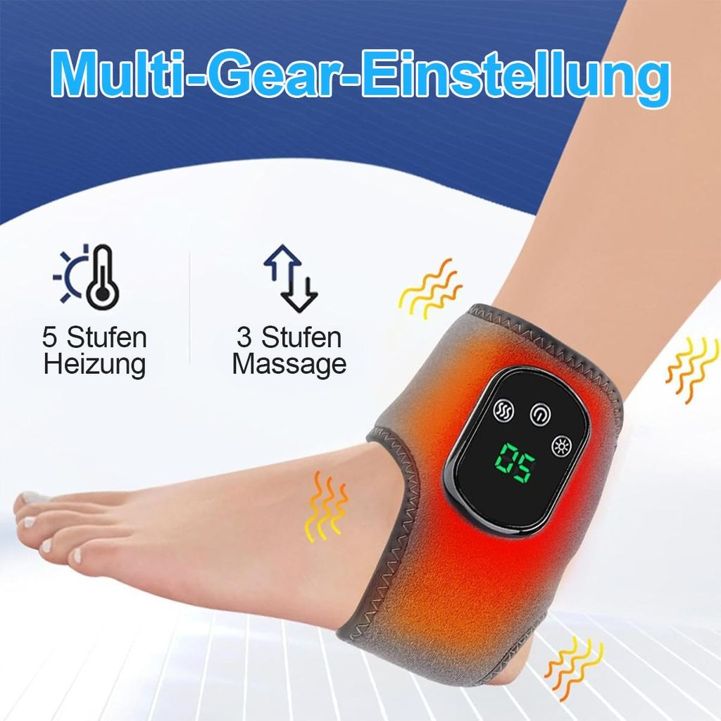 Ein Fußgelenk-Wärmer mit 5 Heizstufen und 3 Massagestufen.